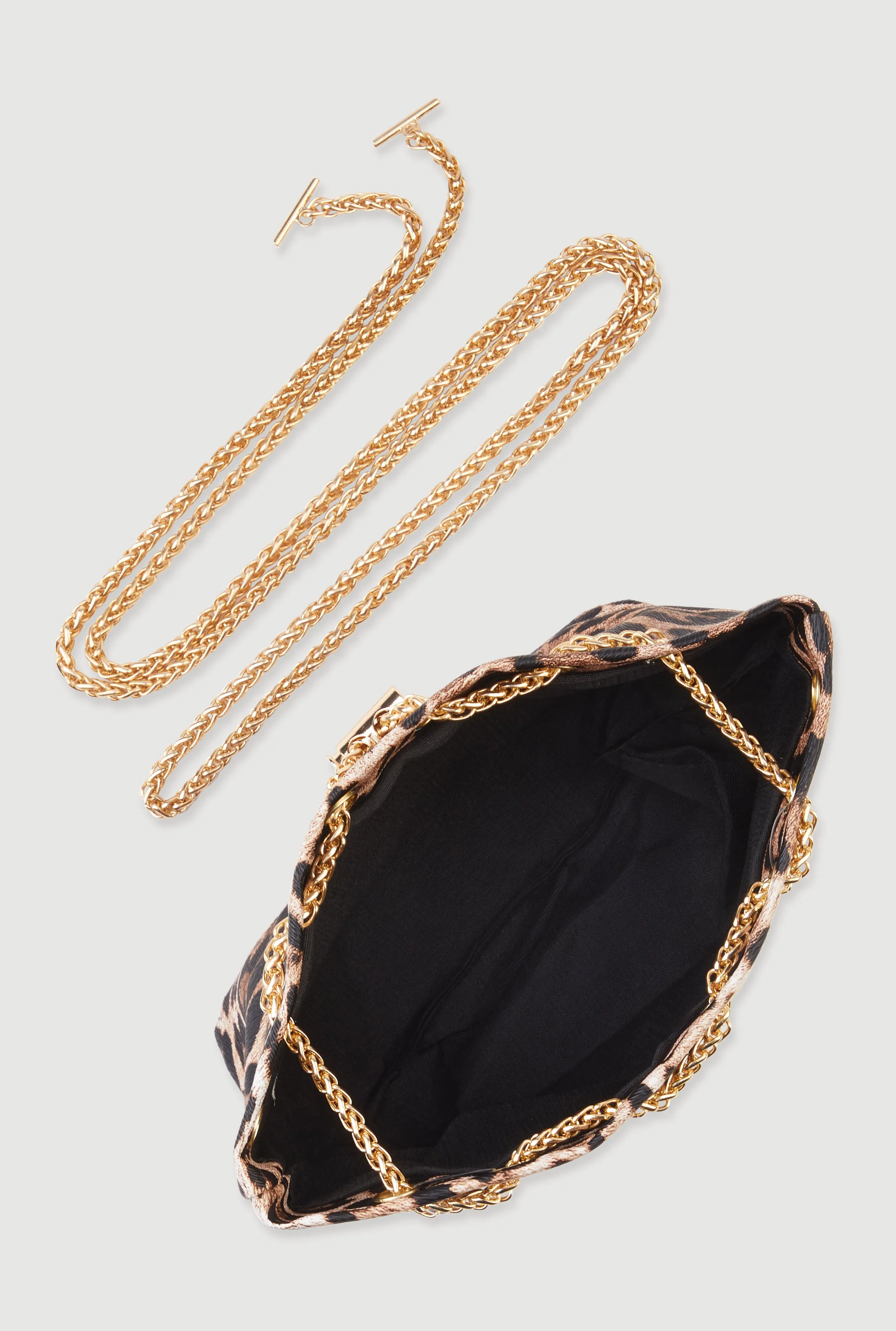 Leopard Print Faux Pearl Chain Toggle Drawstring Bag sold by Rainbow product image thumbnail 5