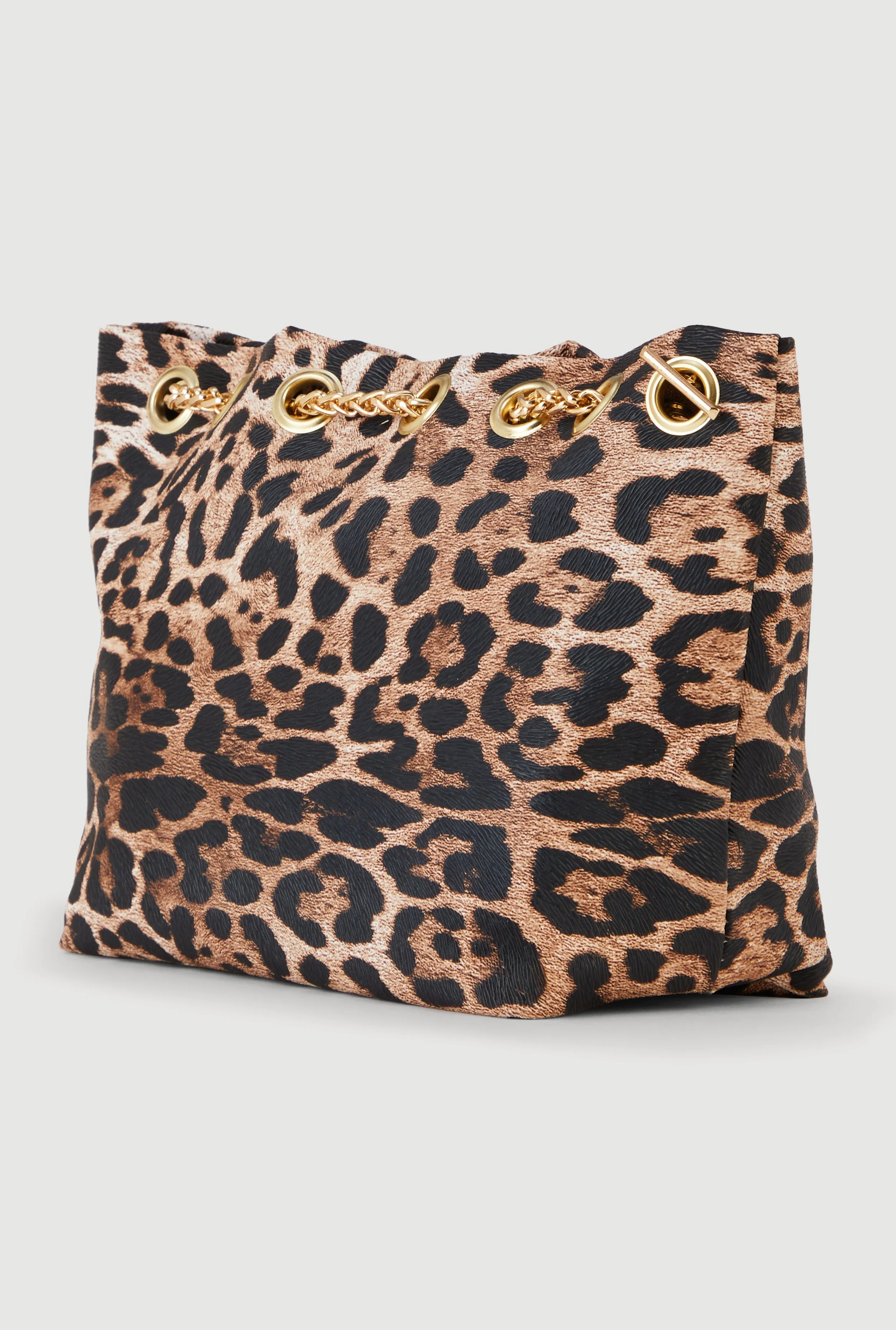 Leopard Print Faux Pearl Chain Toggle Drawstring Bag sold by Rainbow product image thumbnail 3