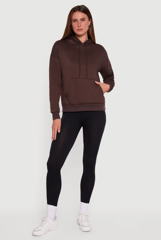 Boxy Kangaroo Pocket Long Sleeve Pullover Hoodie sold by Rainbow