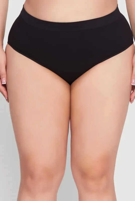 Plus Size Seamless Ribbed Knit Hipster Panty sold by Rainbow