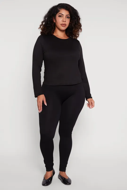 Plus Size High Waisted Seamless Fleece Lined Leggings sold by Rainbow