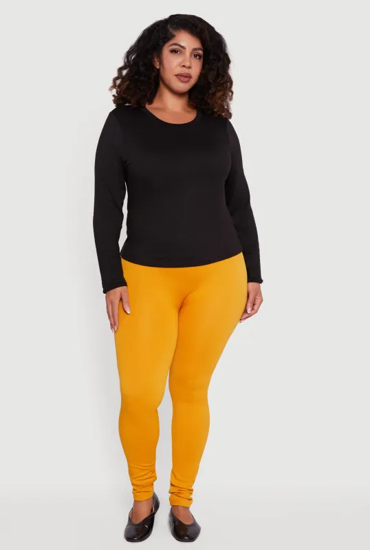 Plus Size High Waisted Seamless Fleece Lined Leggings sold by Rainbow
