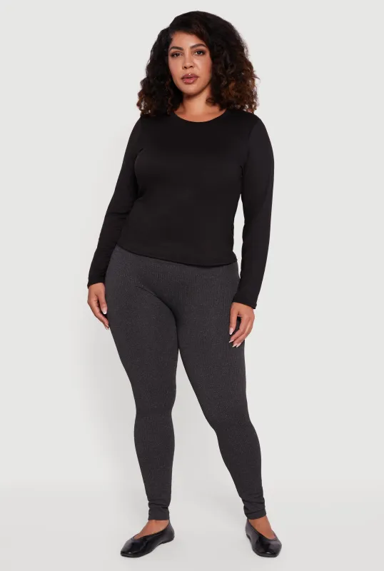 Plus Size High Waisted Seamless Fleece Lined Leggings sold by Rainbow