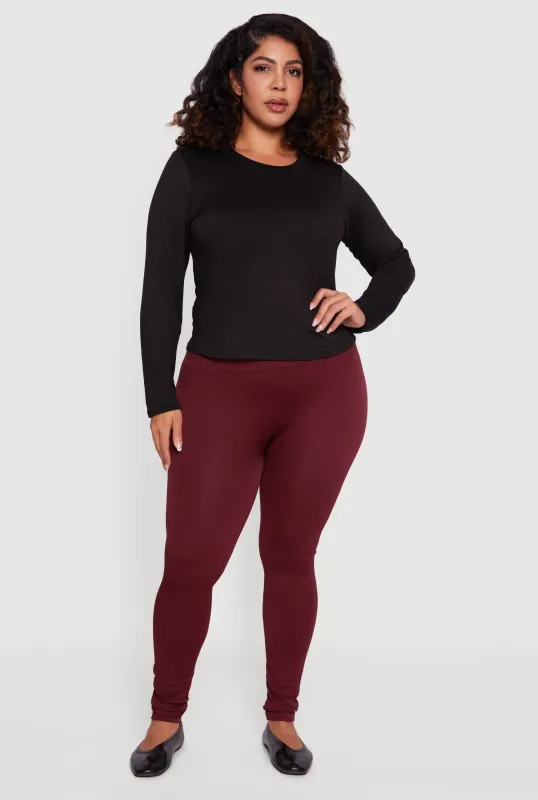 Plus Size High Waisted Seamless Fleece Lined Leggings sold by Rainbow