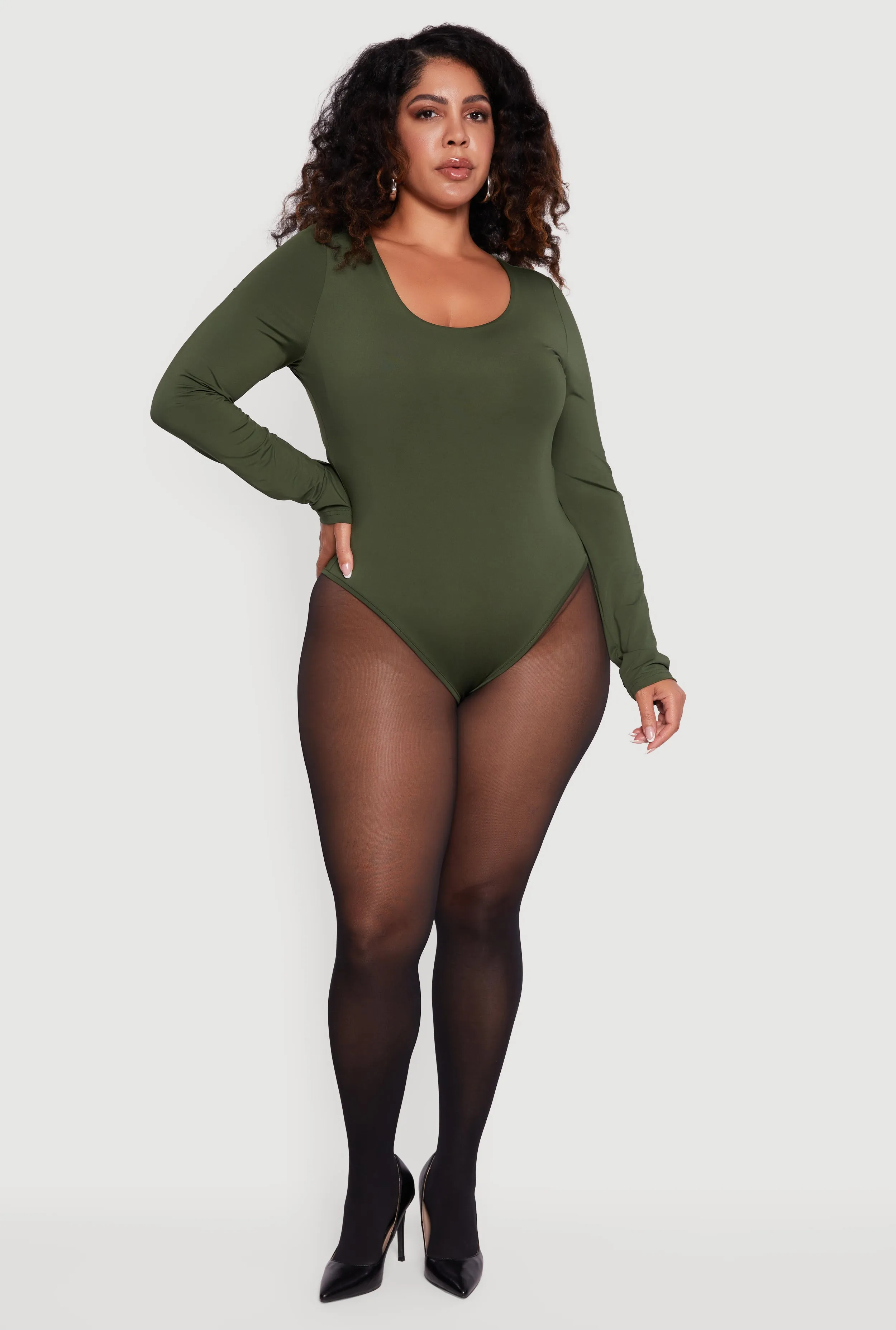 Plus Size Long Sleeve Scoop Neck Bodysuit sold by Rainbow product image thumbnail 5