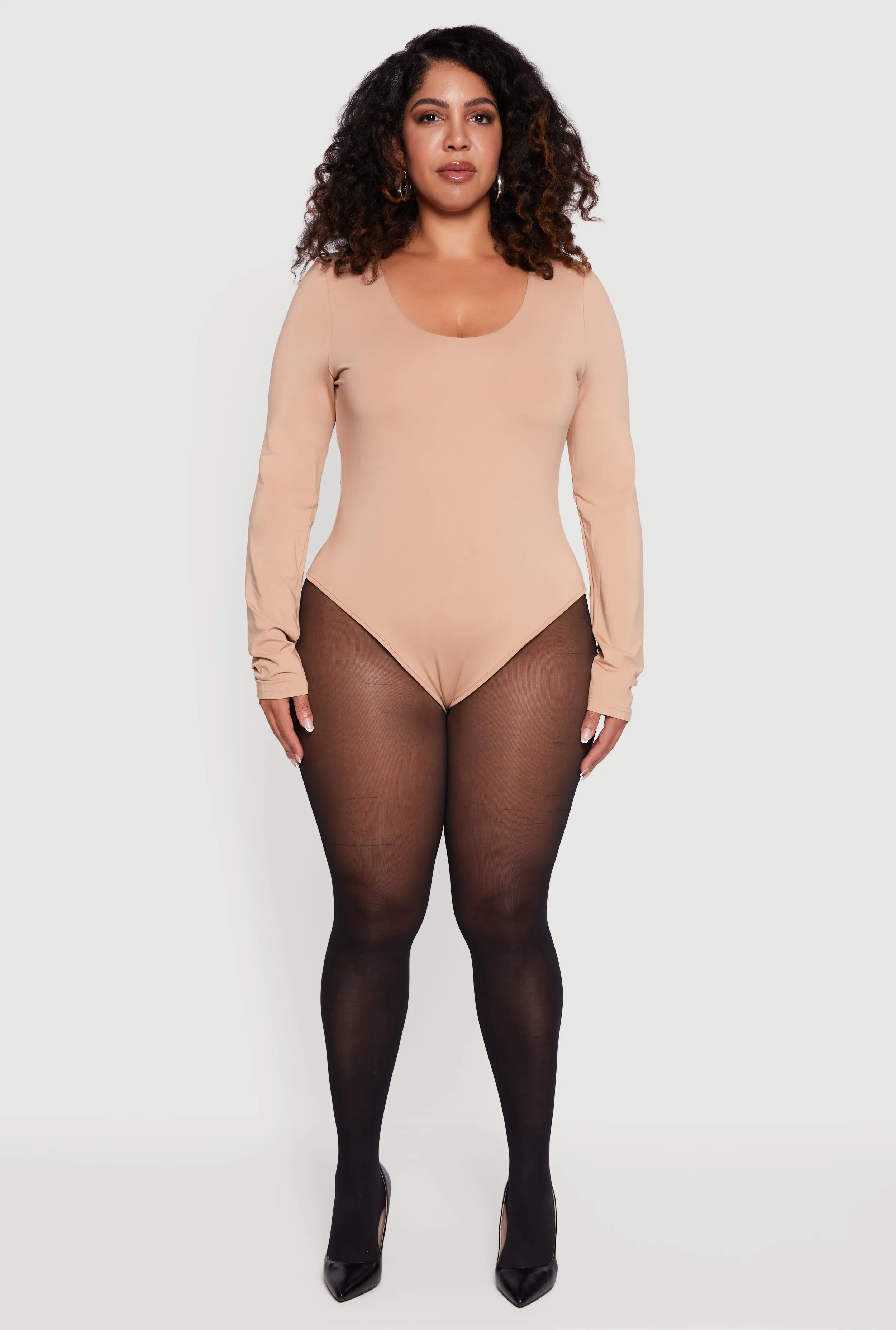 Plus Size Long Sleeve Scoop Neck Bodysuit sold by Rainbow product image thumbnail 3