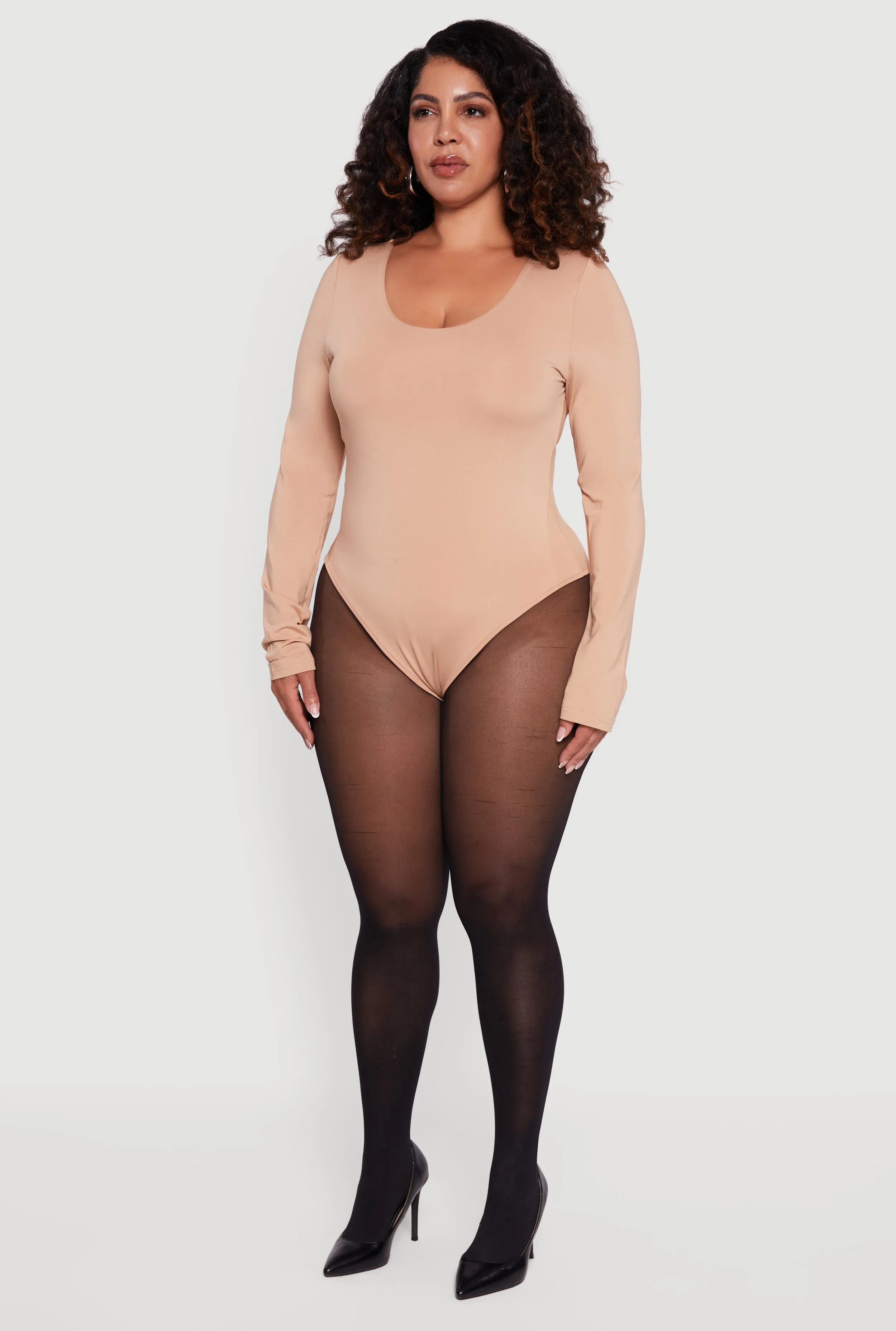 Plus Size Long Sleeve Scoop Neck Bodysuit sold by Rainbow product image thumbnail 5