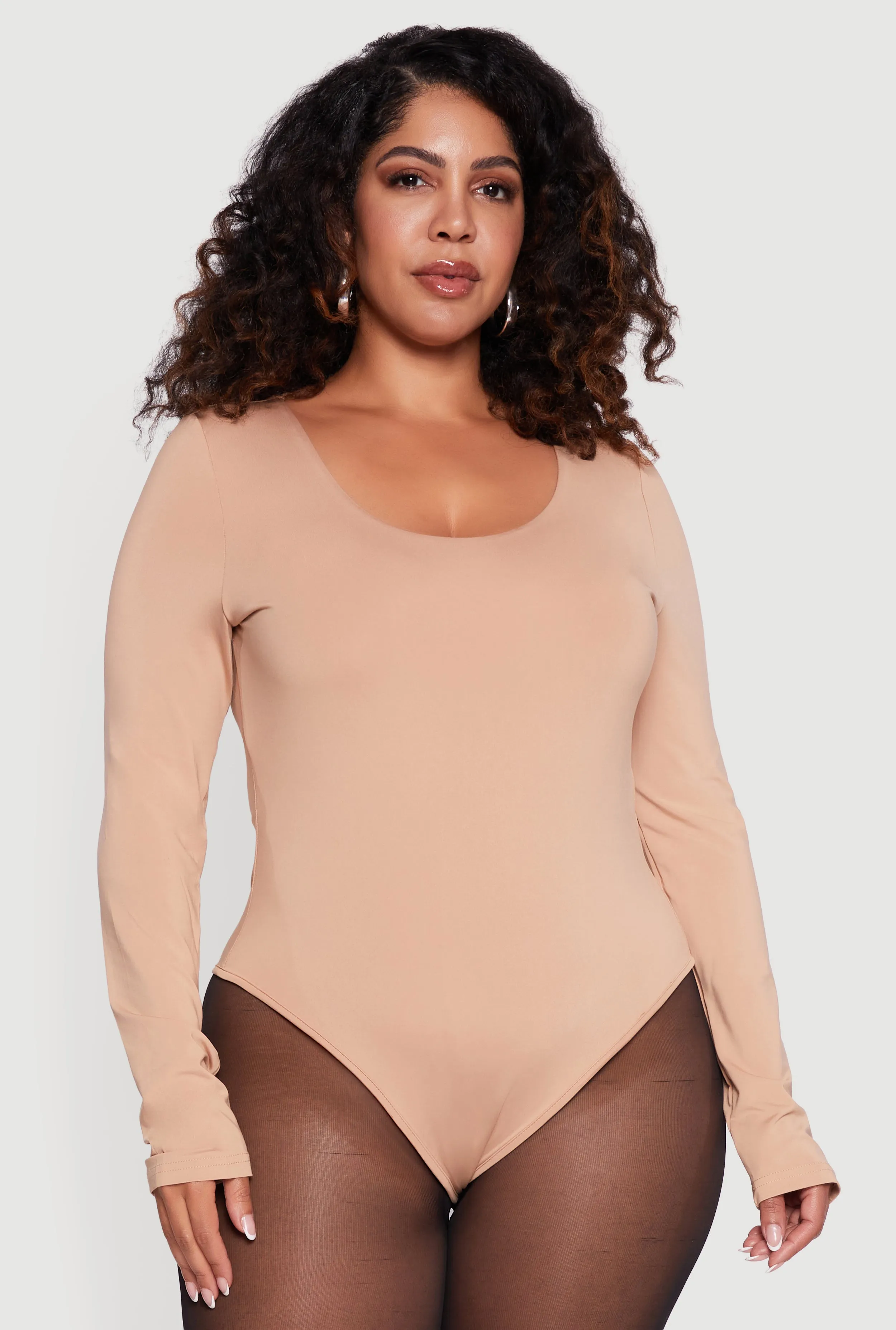 Plus Size Long Sleeve Scoop Neck Bodysuit sold by Rainbow product image thumbnail 2