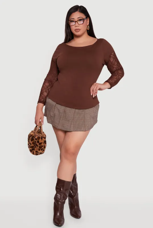 Plus Size Lace Long Sleeve Top sold by Rainbow