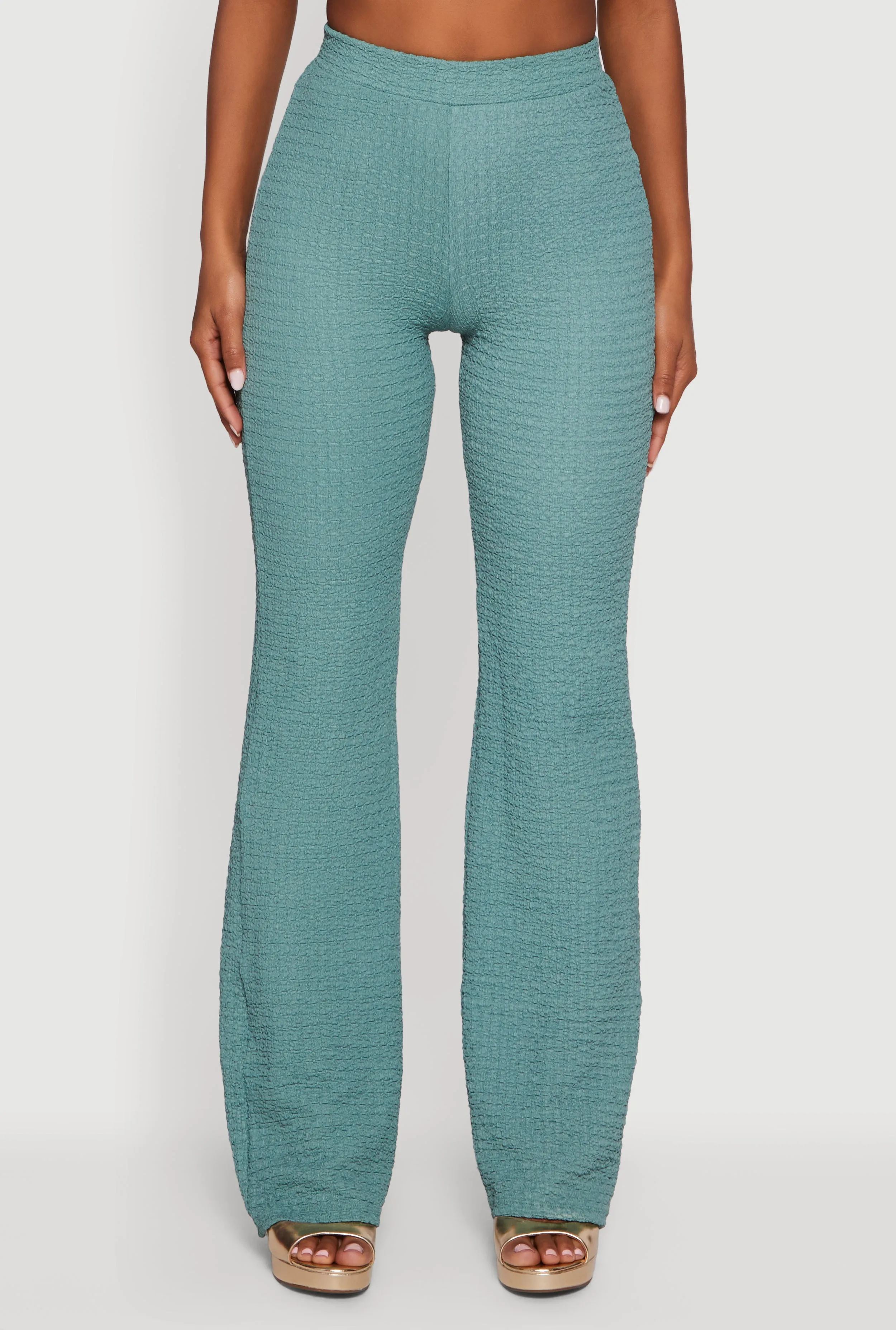 Textured Knit High Waisted Flare Leg Pants sold by Rainbow product image thumbnail 3