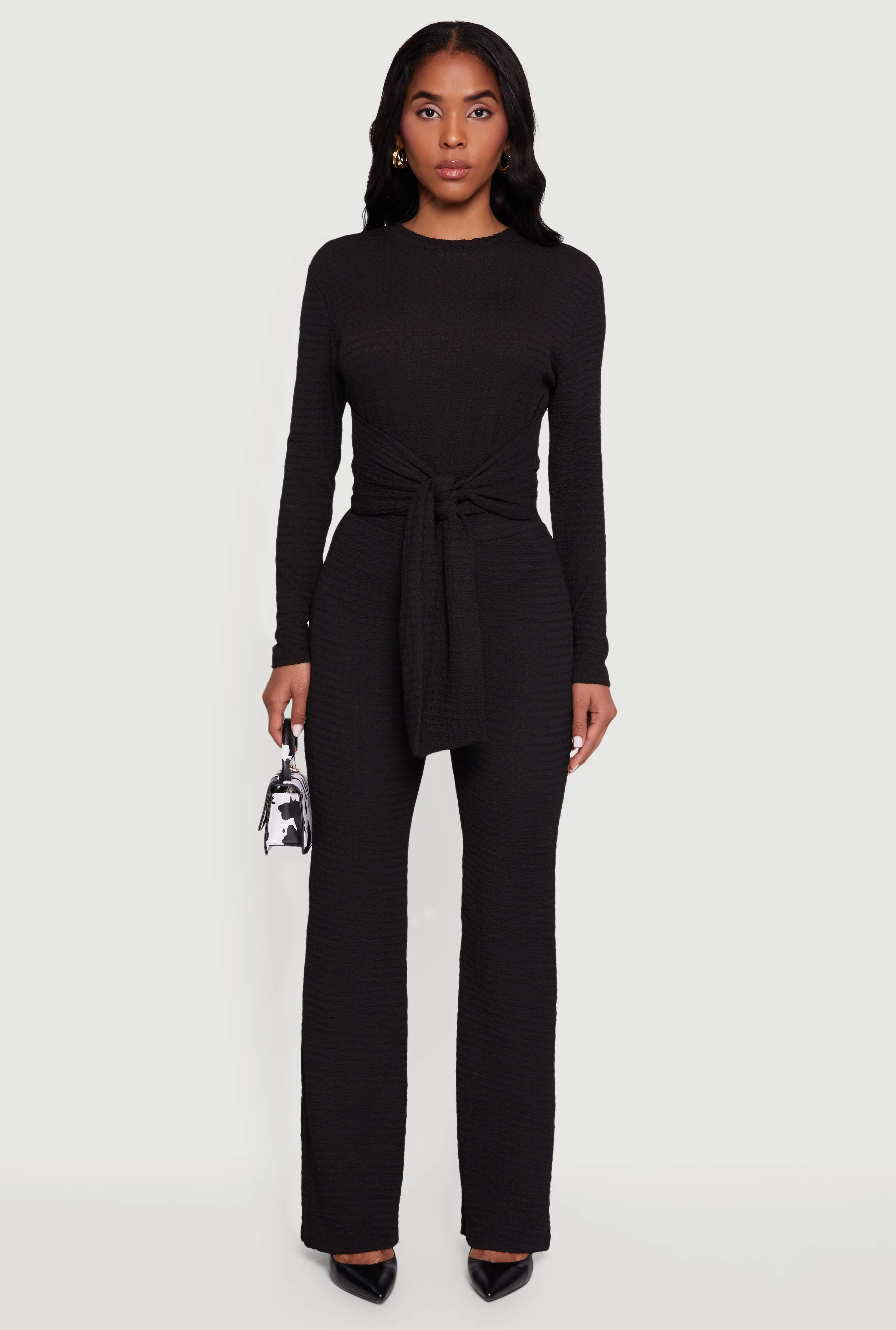 Textured Knit High Waisted Flare Leg Pants sold by Rainbow product image thumbnail 2