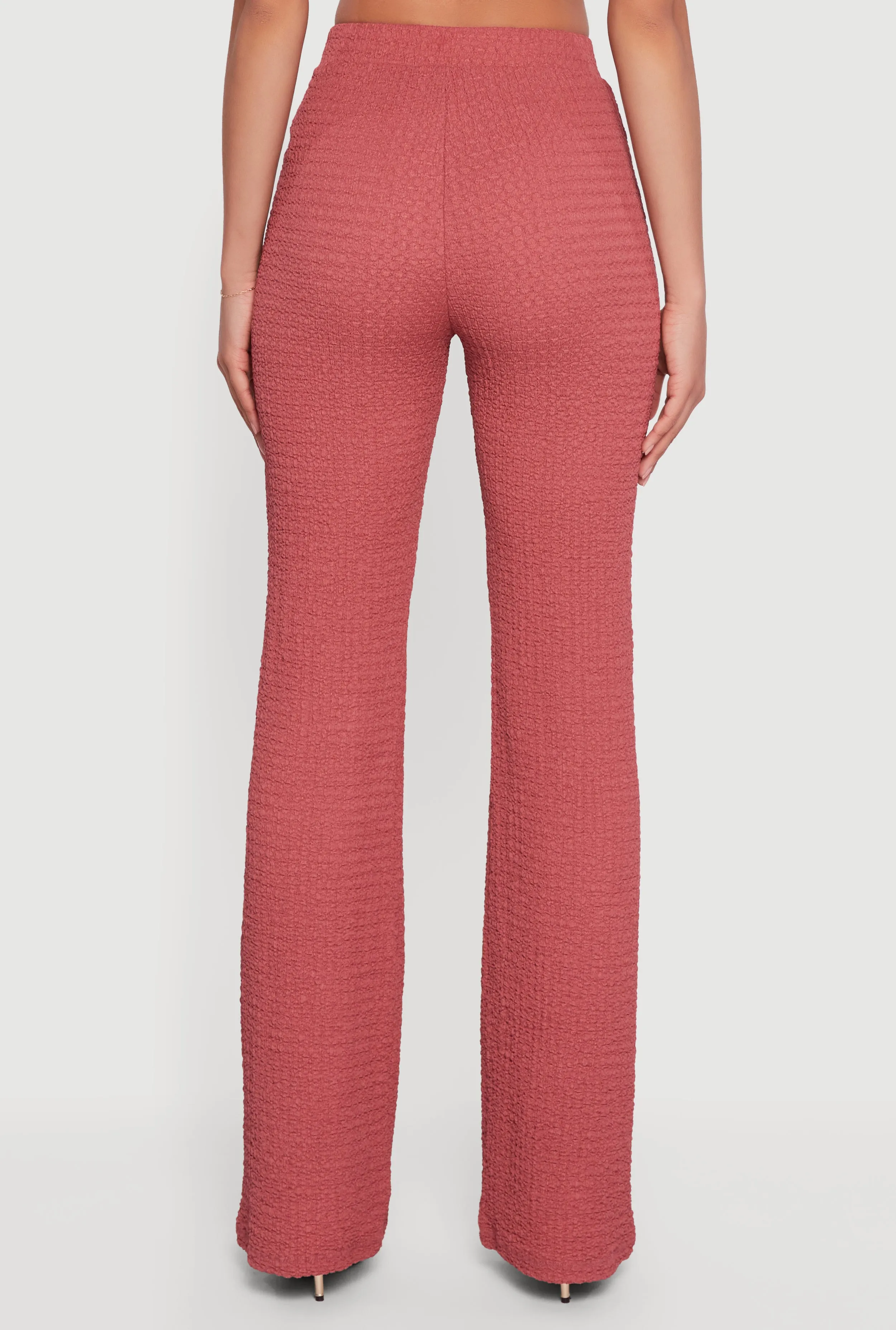 Textured Knit High Waisted Flare Leg Pants sold by Rainbow product image thumbnail 5