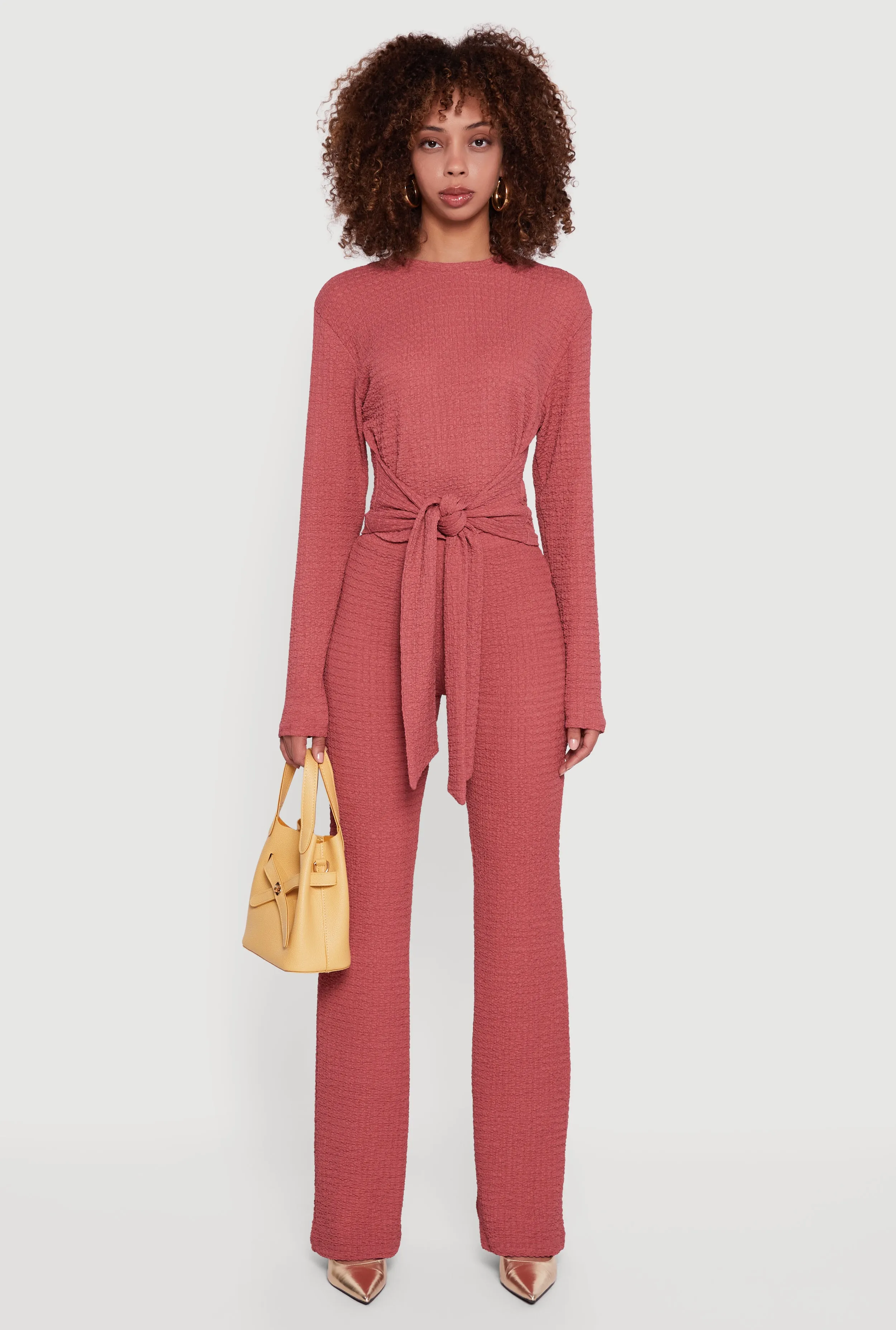 Textured Knit High Waisted Flare Leg Pants sold by Rainbow product image thumbnail 2