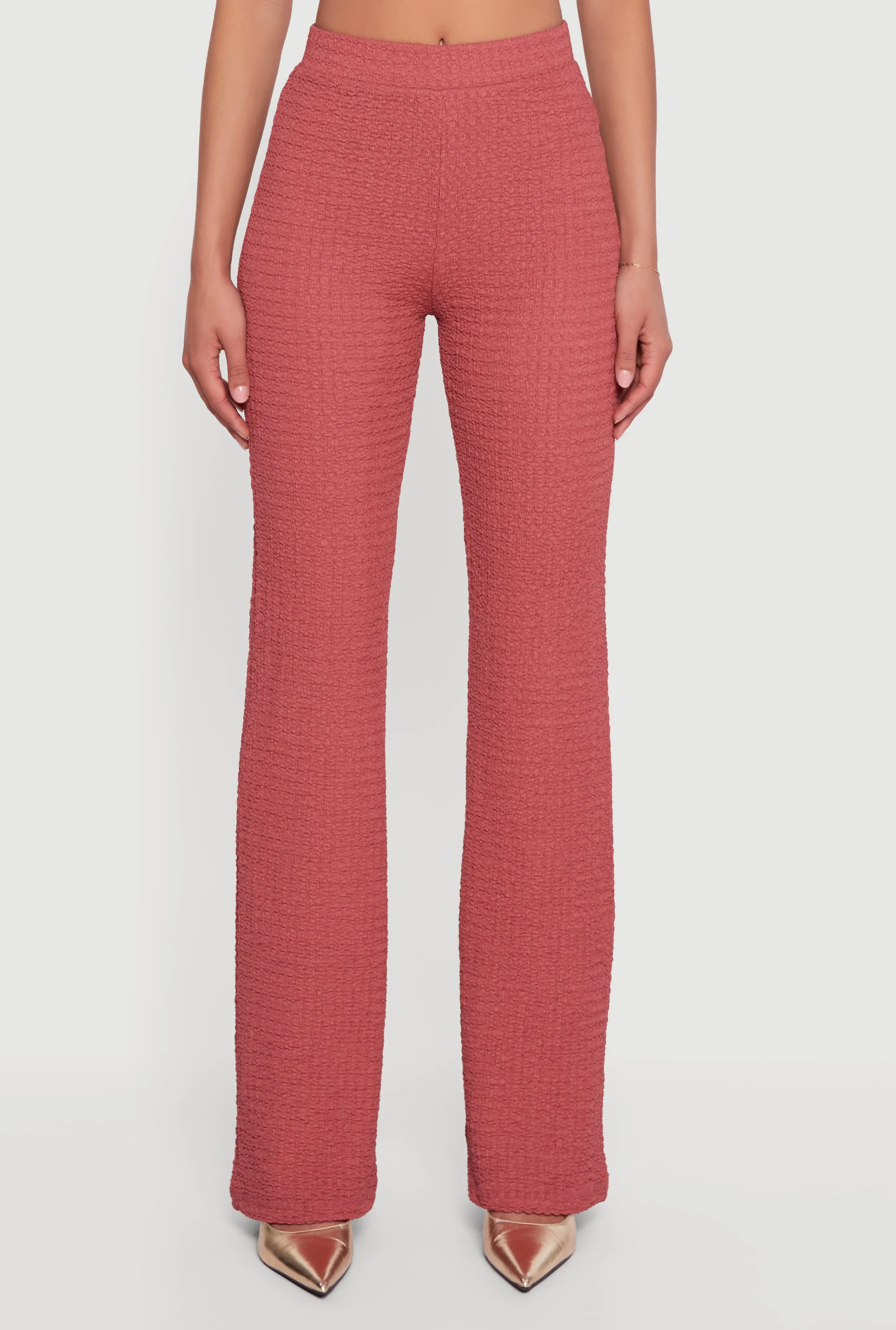 Textured Knit High Waisted Flare Leg Pants sold by Rainbow product image thumbnail 3