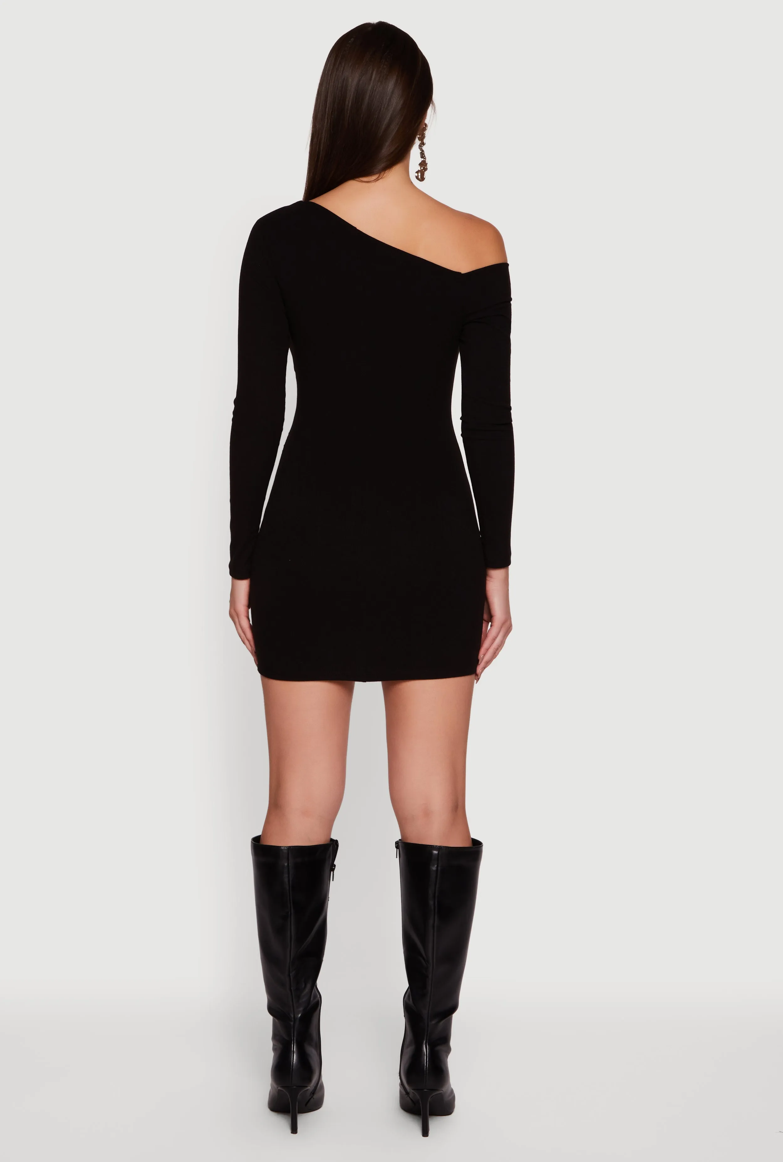One Shoulder Long Sleeve Bodycon Dress sold by Rainbow product image thumbnail 5