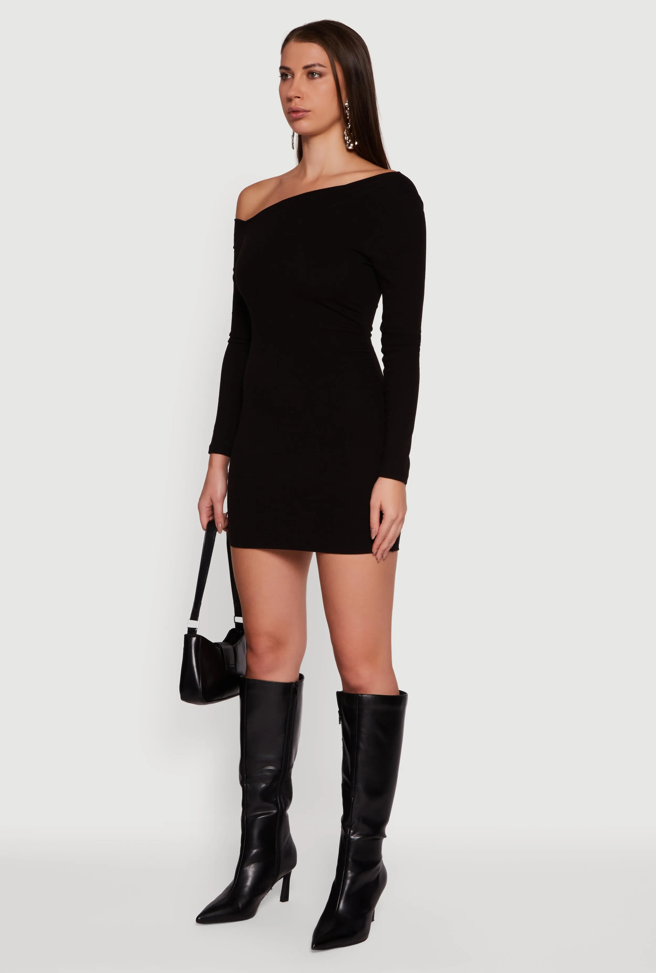 One Shoulder Long Sleeve Bodycon Dress sold by Rainbow product image thumbnail 3