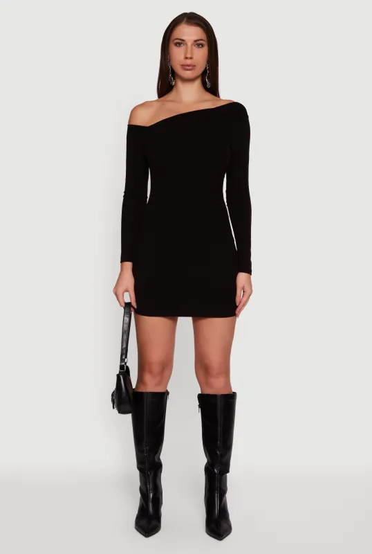 One Shoulder Long Sleeve Bodycon Dress sold by Rainbow