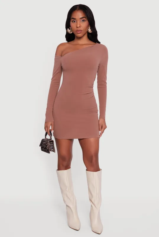 One Shoulder Long Sleeve Bodycon Dress sold by Rainbow
