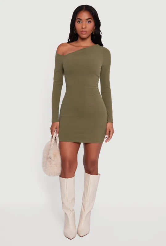 One Shoulder Long Sleeve Bodycon Dress sold by Rainbow