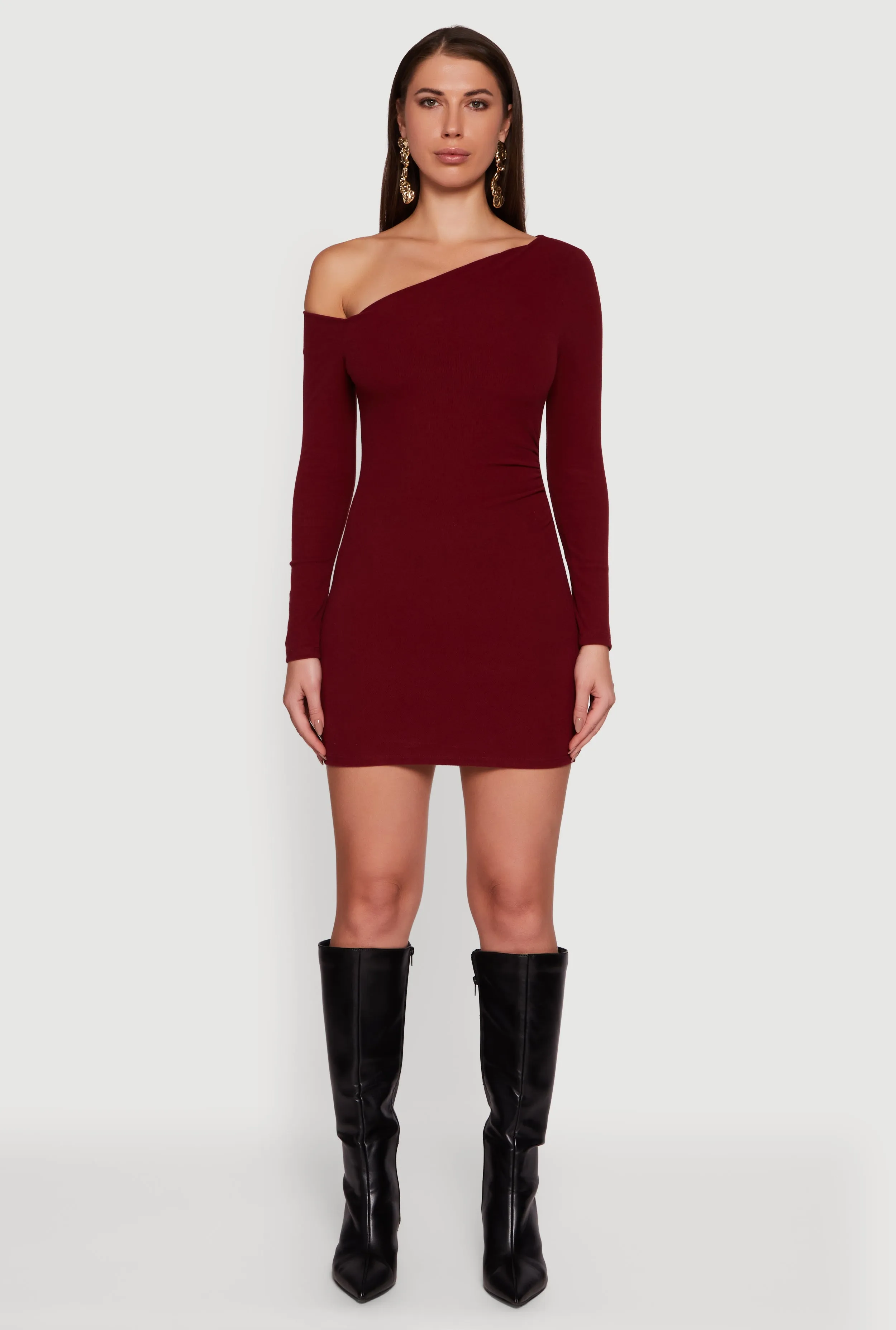 One Shoulder Long Sleeve Bodycon Dress sold by Rainbow