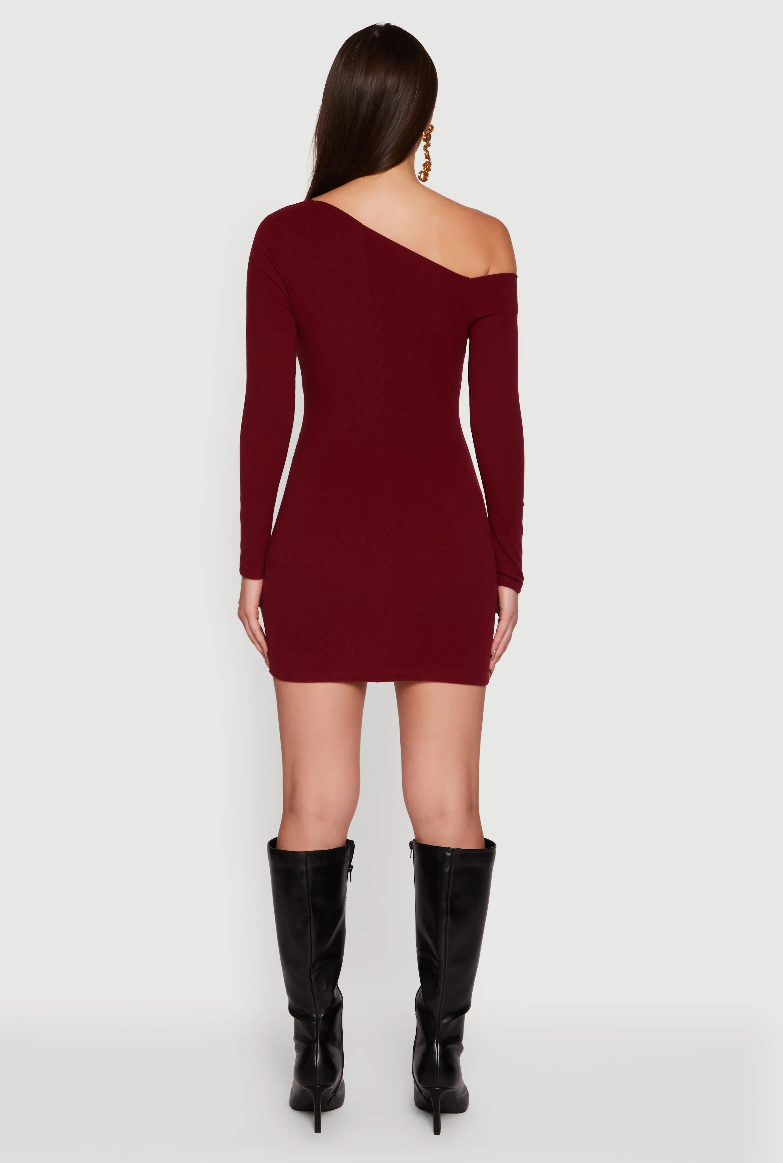 One Shoulder Long Sleeve Bodycon Dress sold by Rainbow product image thumbnail 5