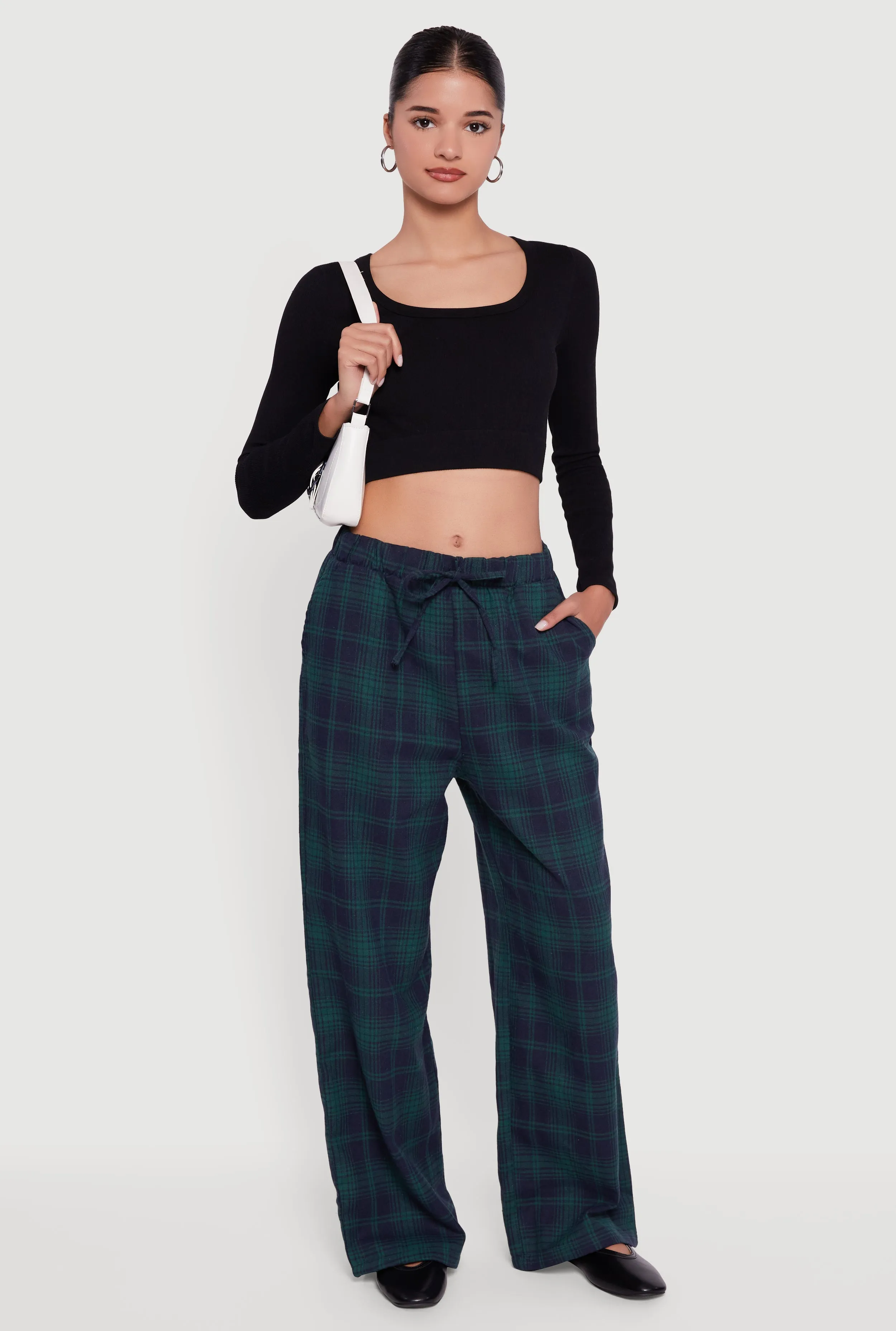Plaid Mid Rise Wide Leg Lounge Pants sold by Rainbow product image thumbnail 3