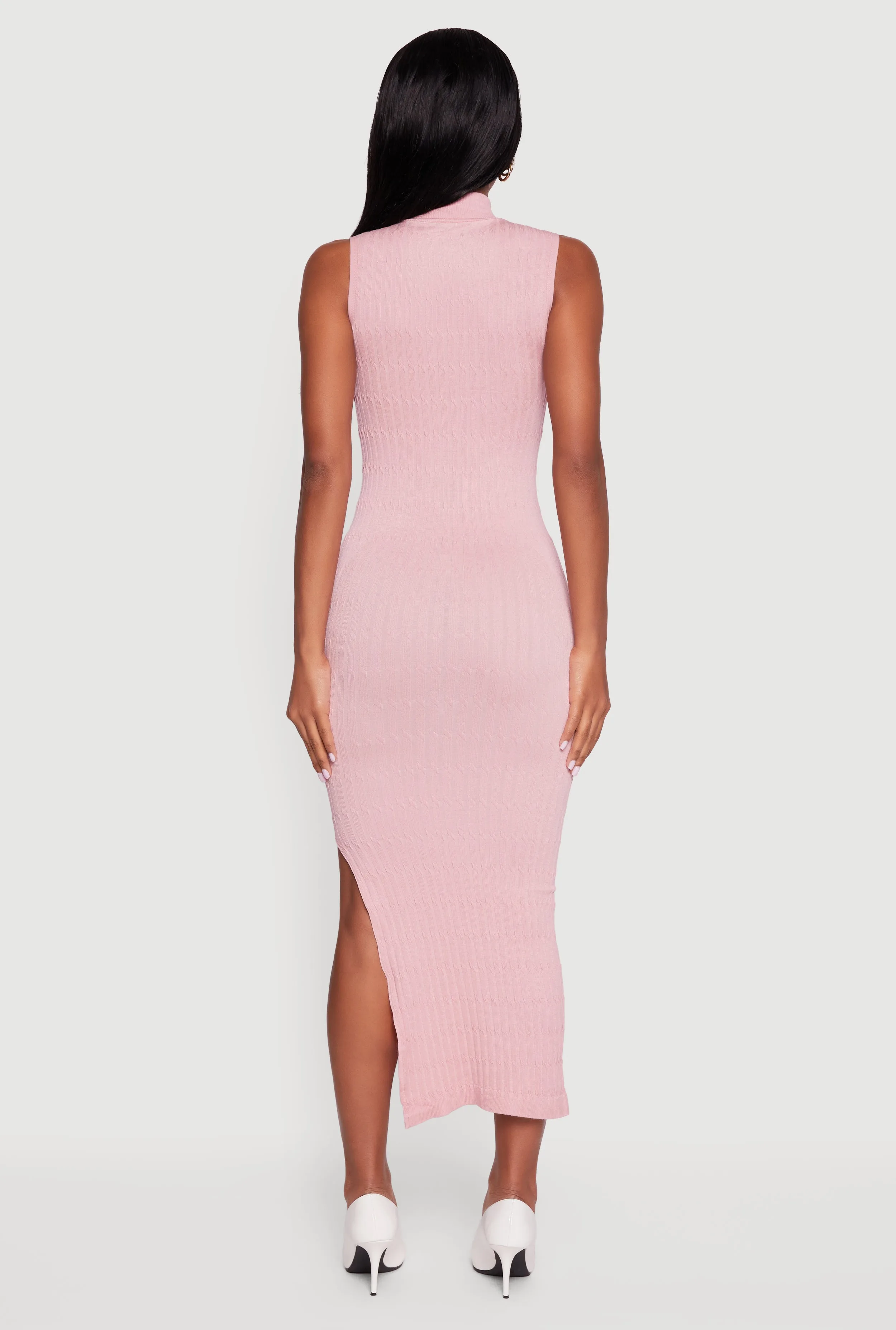 Side Slit Sleeveless Mock Neck Sweater Dress sold by Rainbow product image thumbnail 5