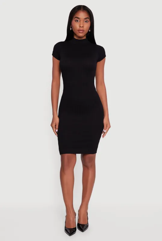 Short Sleeve Mock Neck Sweater Dress sold by Rainbow