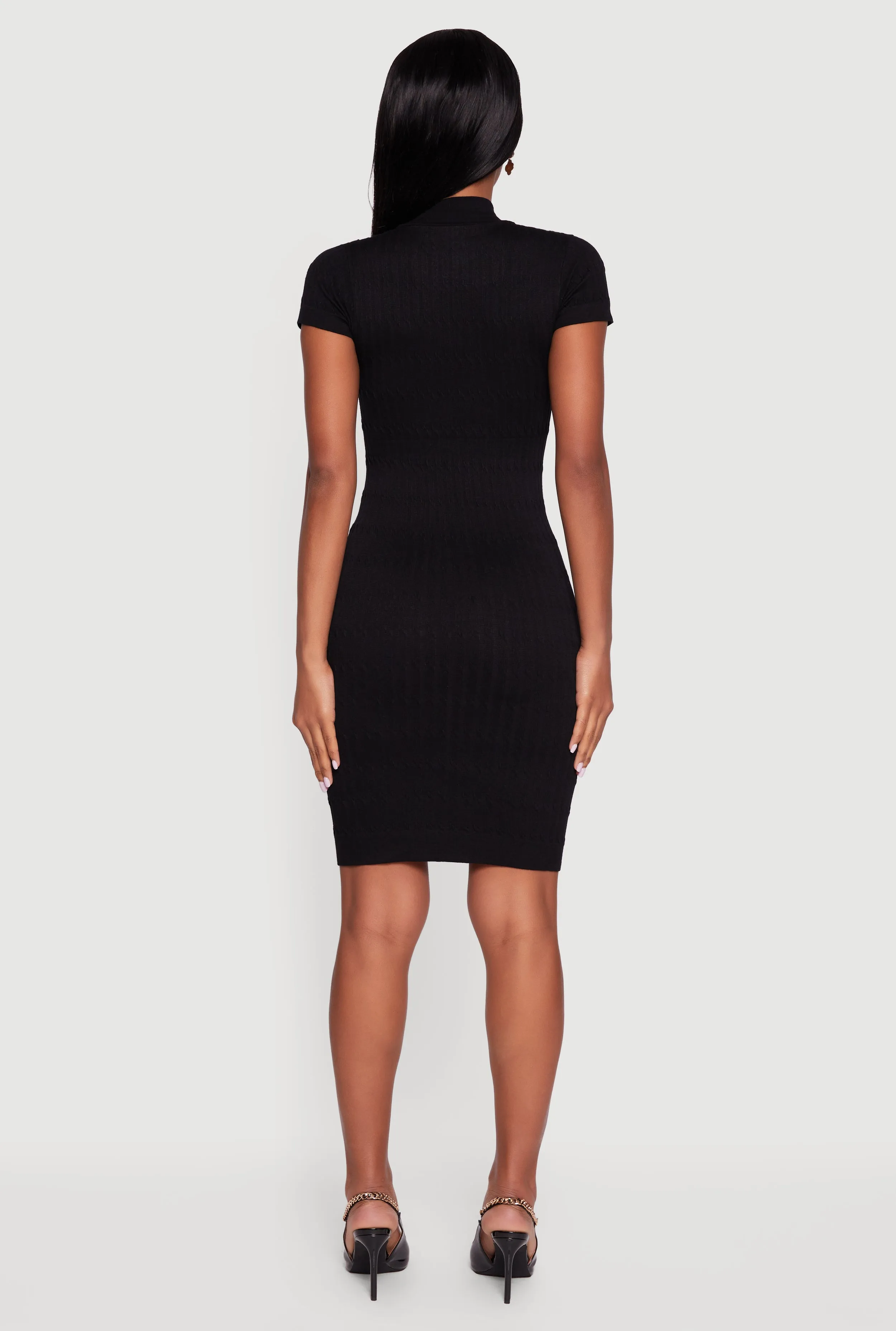 Short Sleeve Mock Neck Sweater Dress sold by Rainbow product image thumbnail 5