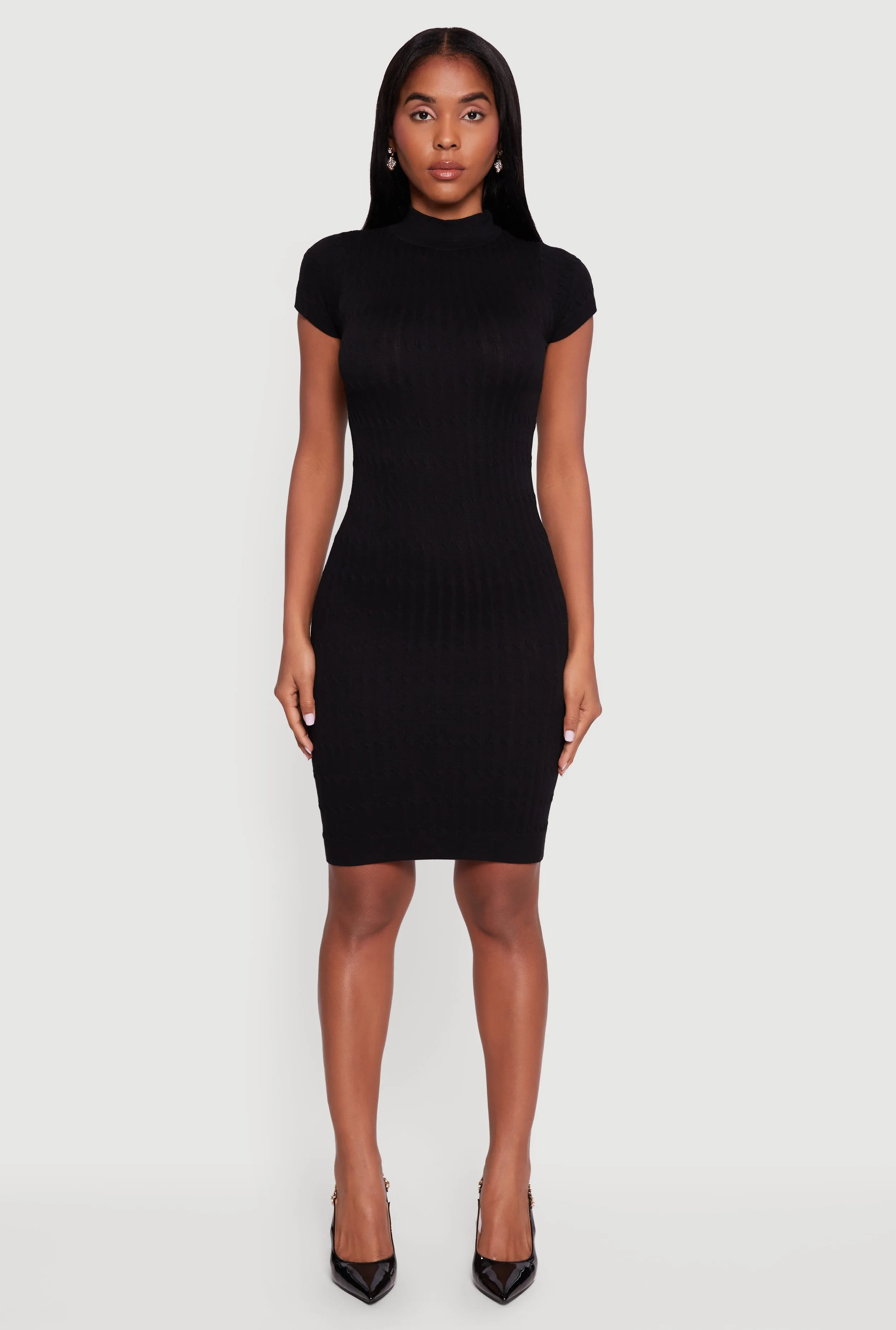 Short Sleeve Mock Neck Sweater Dress sold by Rainbow product image thumbnail 2