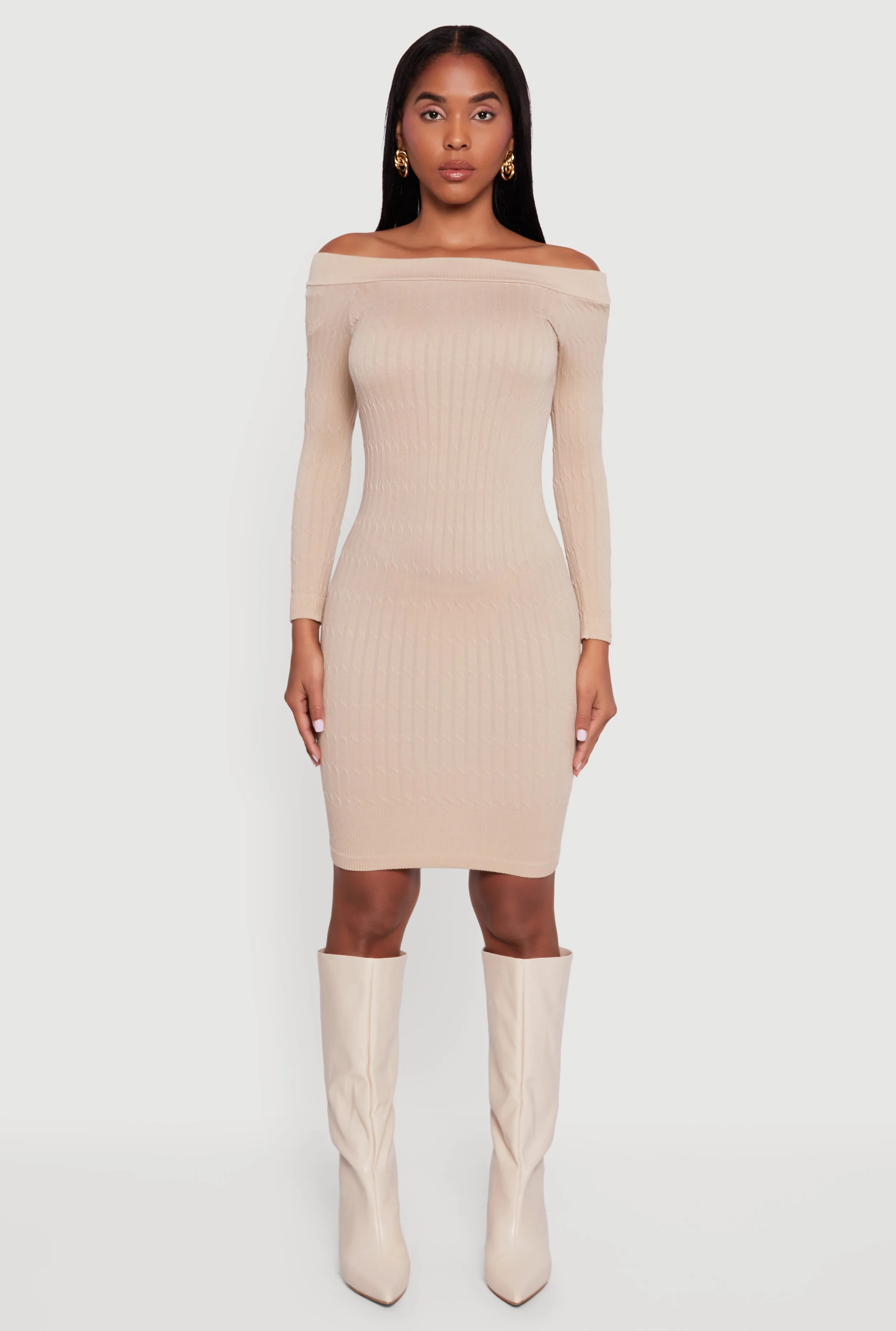 Long Sleeve Off The Shoulder Mini Dress sold by Rainbow product image thumbnail 2