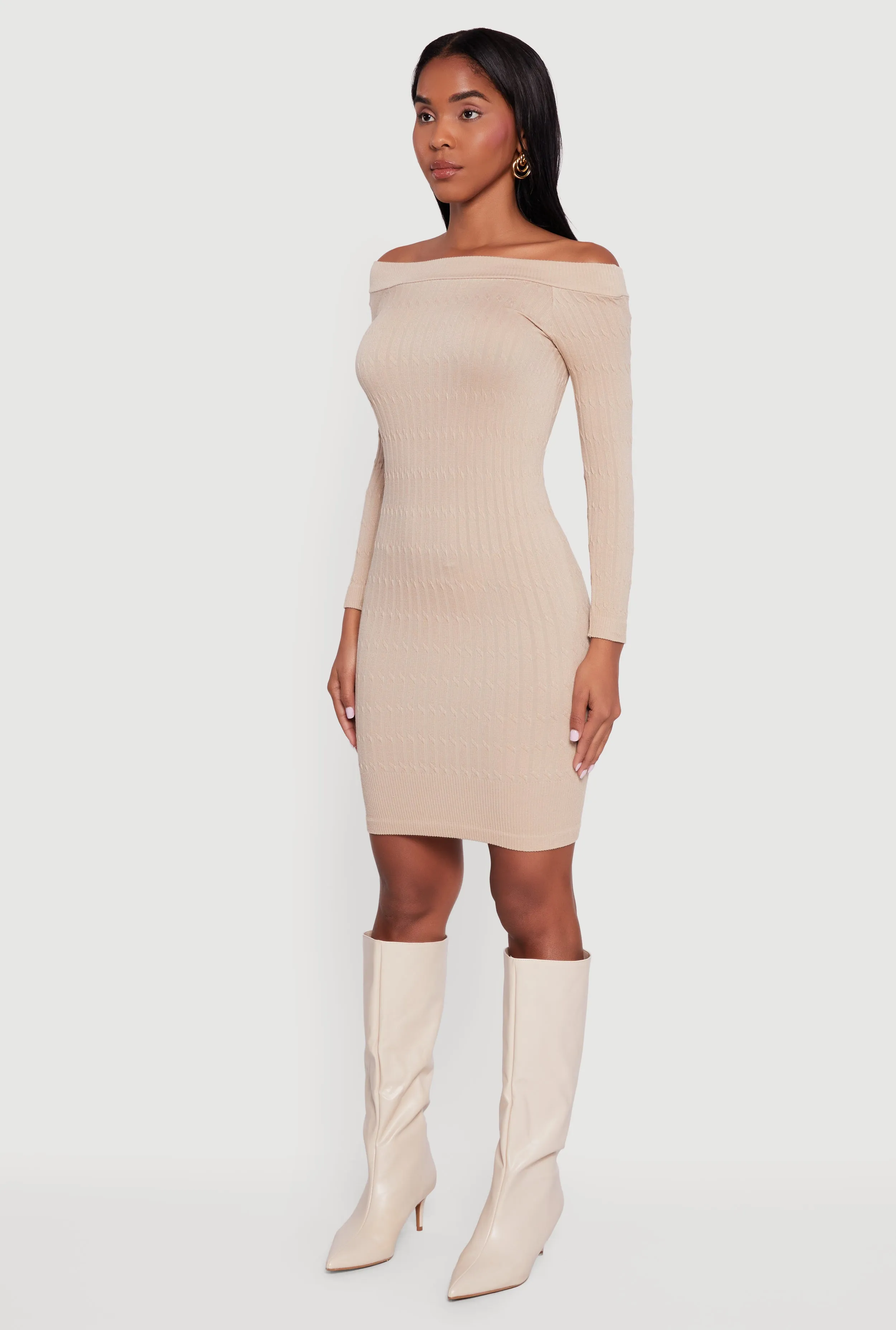 Long Sleeve Off The Shoulder Mini Dress sold by Rainbow product image thumbnail 3