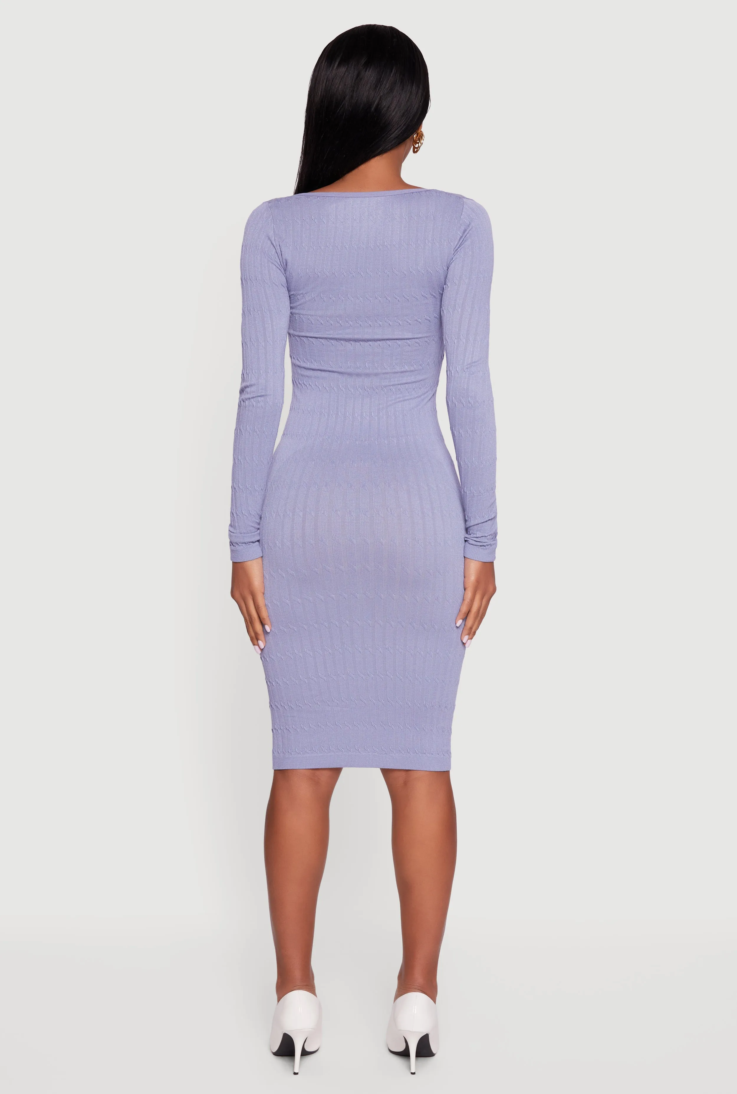 Long Sleeve Scoop Neck Midi Sweater Dress sold by Rainbow product image thumbnail 5