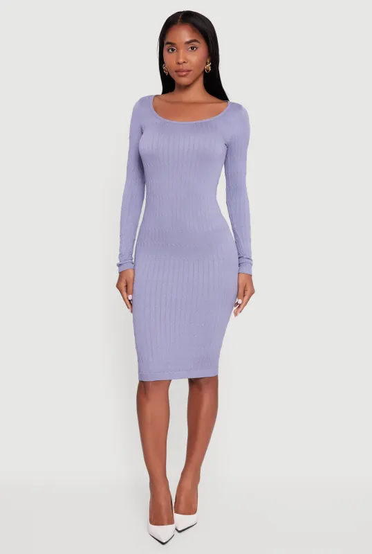 Long Sleeve Scoop Neck Midi Sweater Dress sold by Rainbow