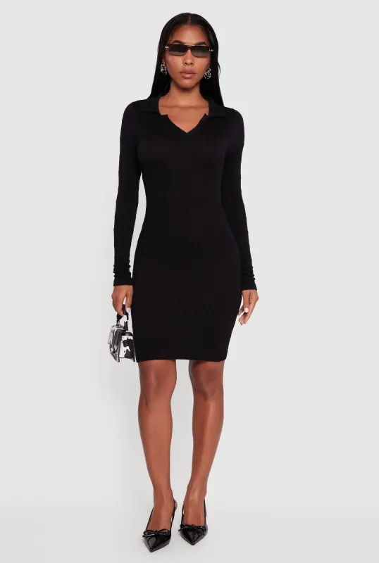 Long Sleeve Mini Polo Sweater Dress sold by Rainbow