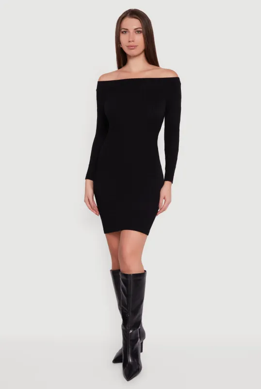 Long Sleeve Off The Shoulder Mini Dress sold by Rainbow