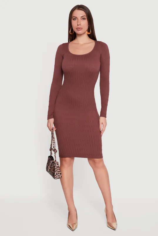 Long Sleeve Scoop Neck Midi Sweater Dress sold by Rainbow