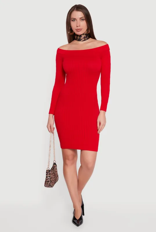 Long Sleeve Off The Shoulder Mini Dress sold by Rainbow