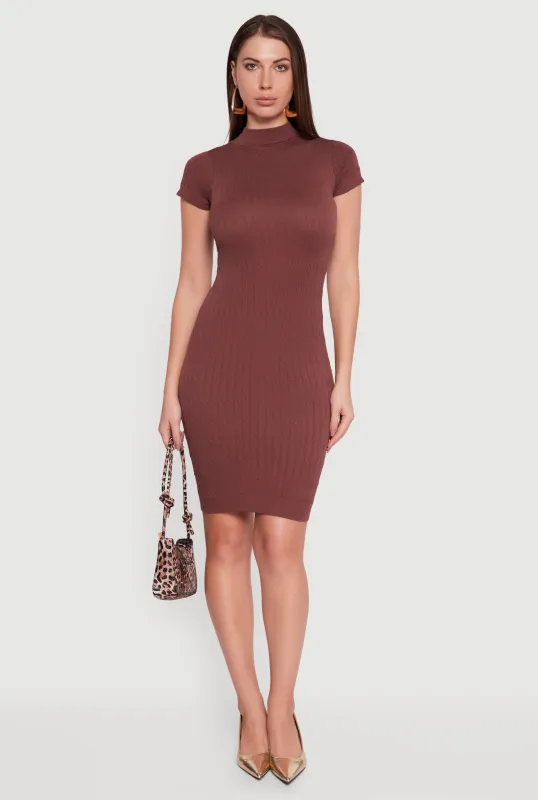 Short Sleeve Mock Neck Sweater Dress sold by Rainbow