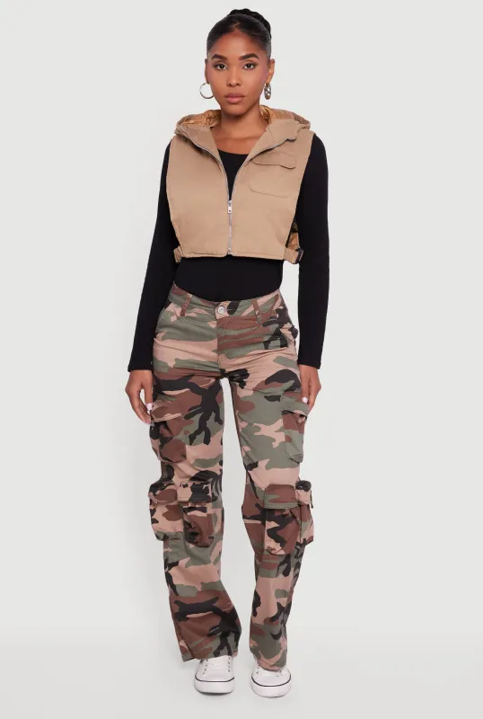 Side Buckle Hooded Zip Front Quilted Vest sold by Rainbow