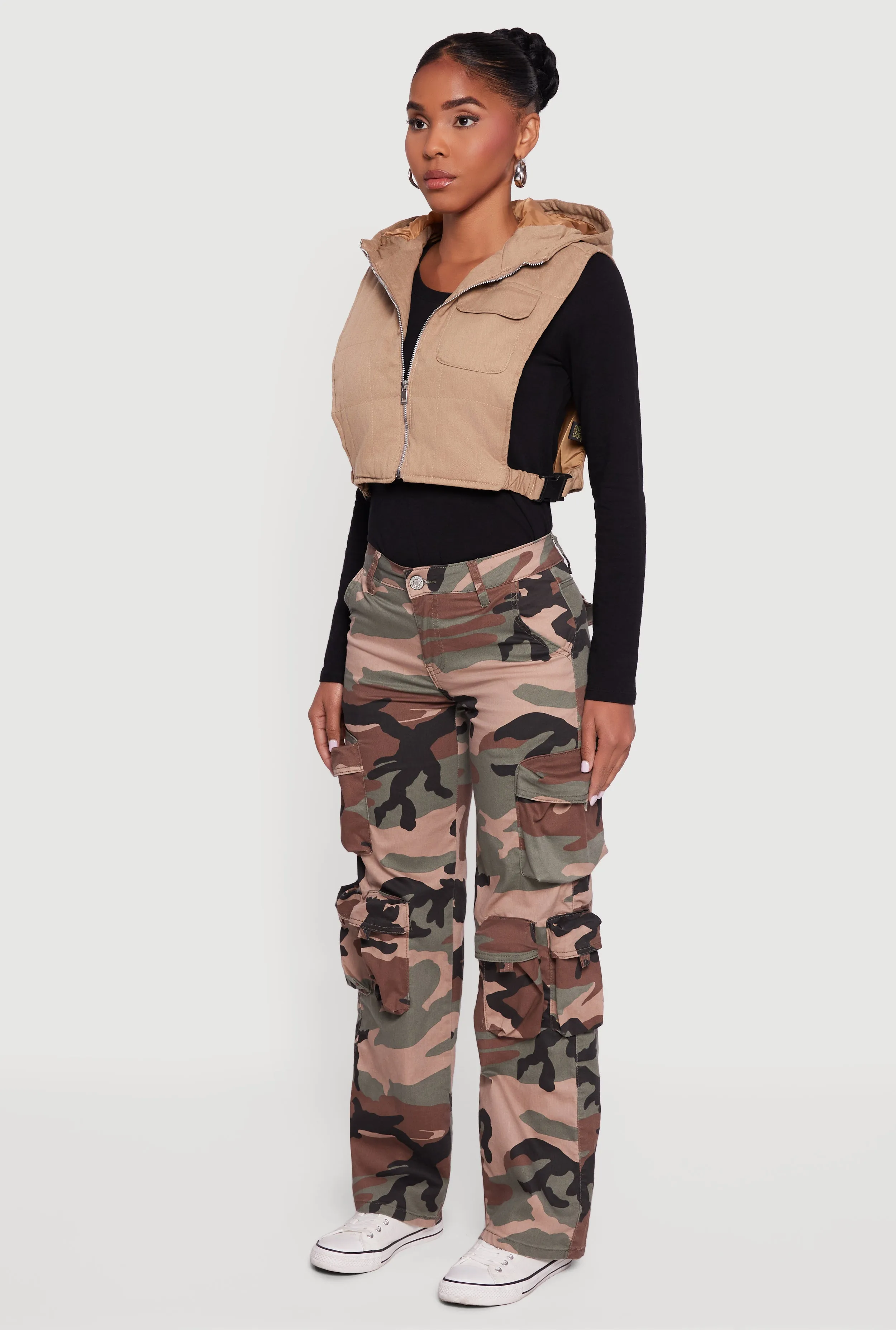 Side Buckle Hooded Zip Front Quilted Vest sold by Rainbow product image thumbnail 5