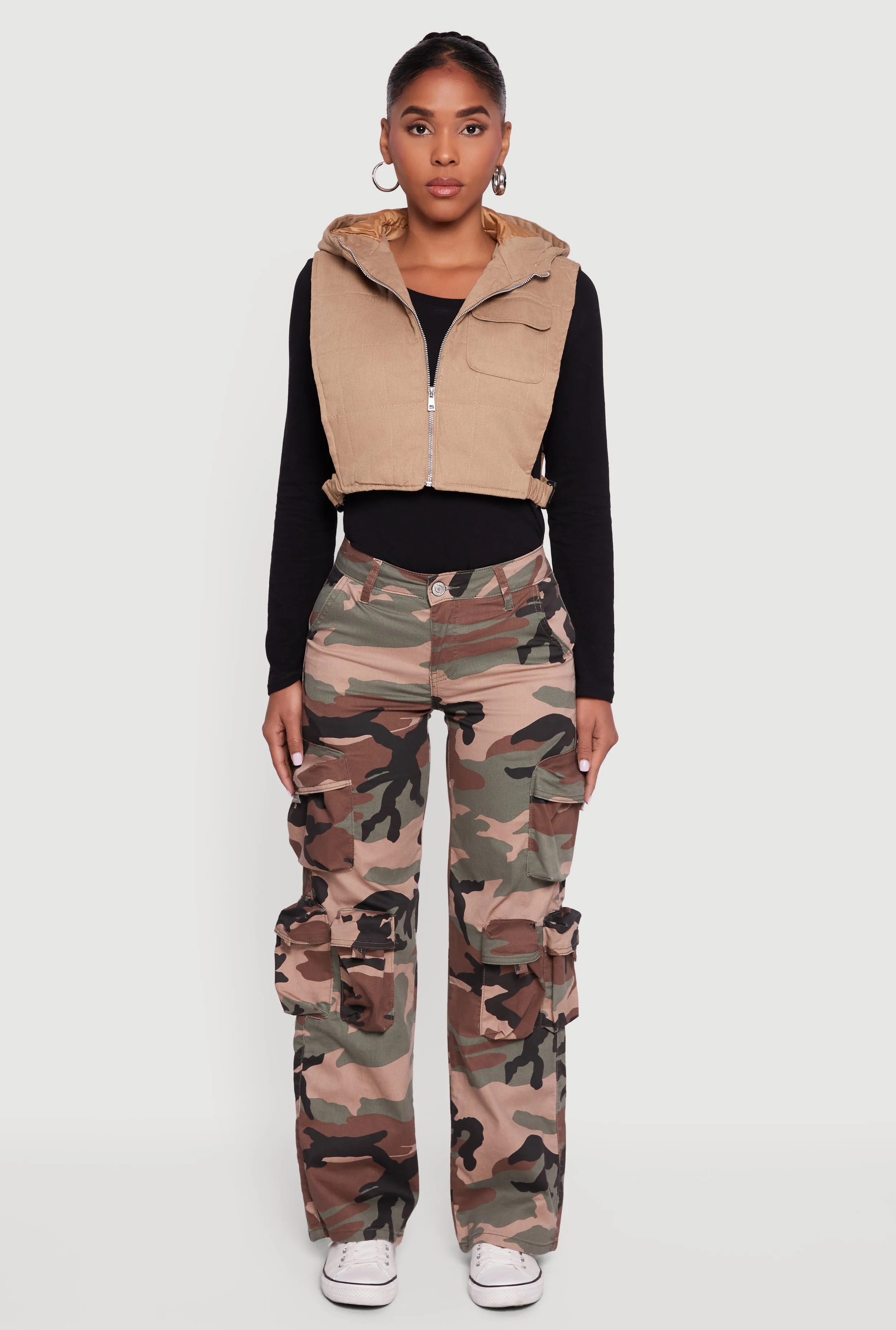 Side Buckle Hooded Zip Front Quilted Vest sold by Rainbow product image thumbnail 3