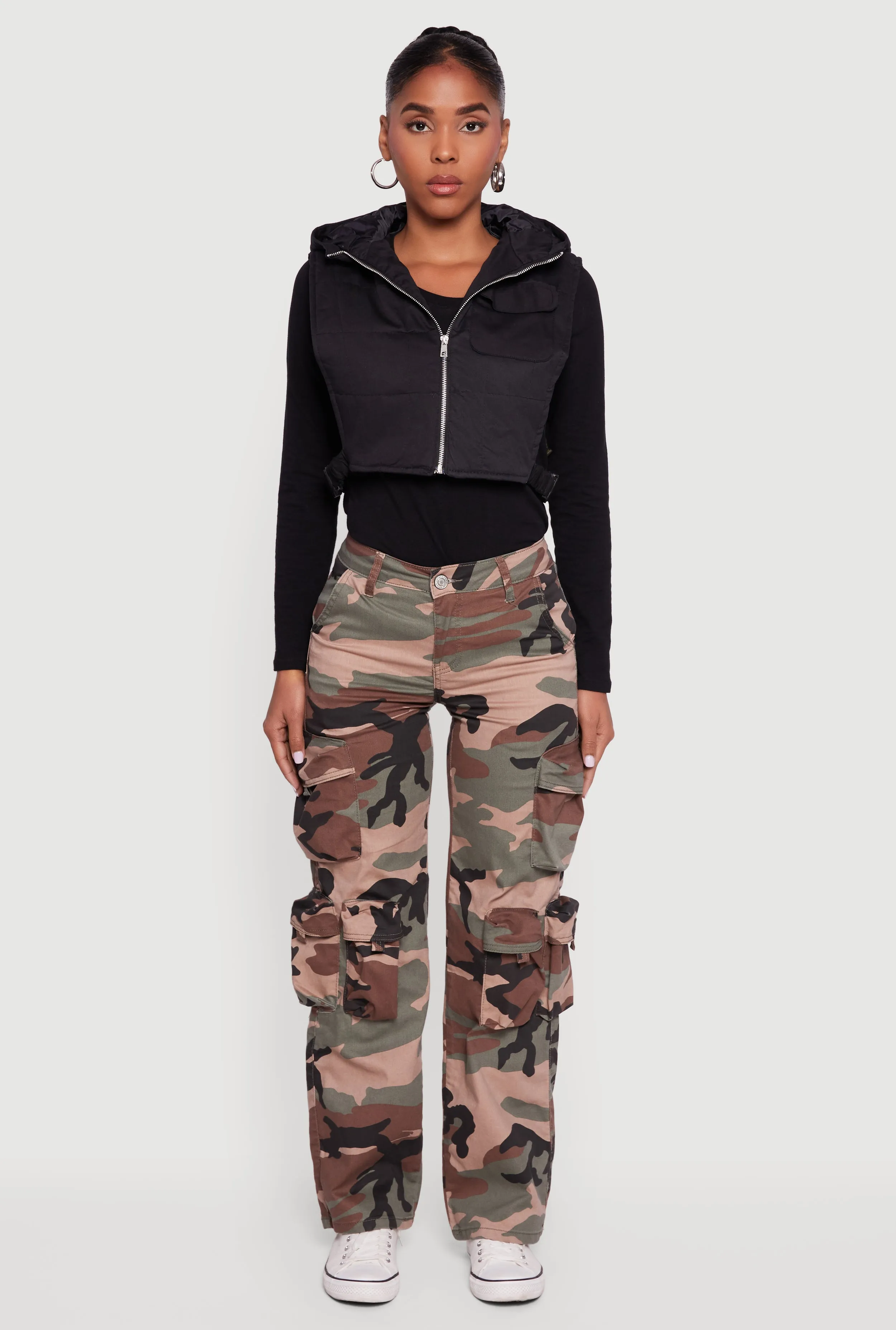 Side Buckle Hooded Zip Front Quilted Vest sold by Rainbow product image thumbnail 3