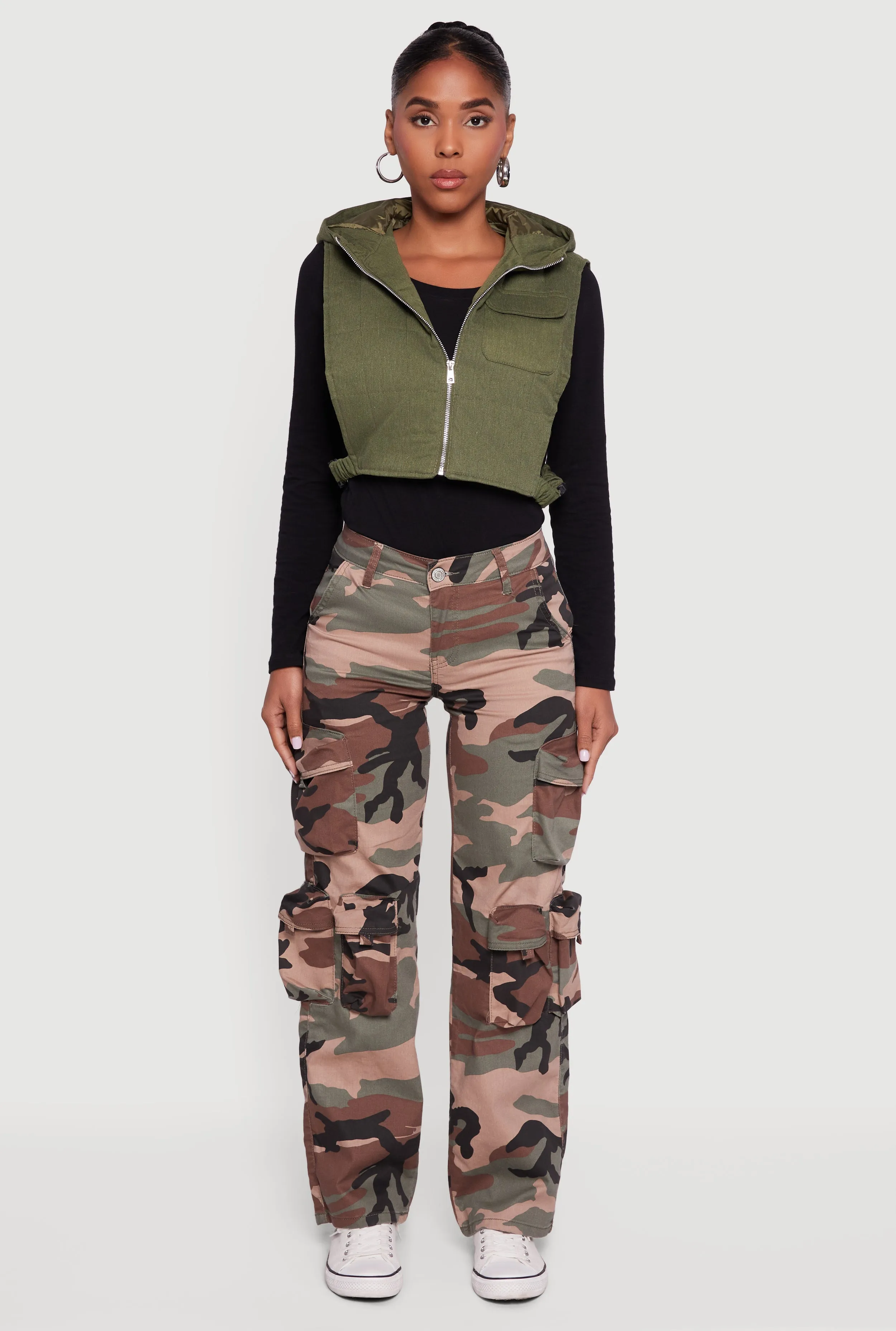 Side Buckle Hooded Zip Front Quilted Vest sold by Rainbow product image thumbnail 3