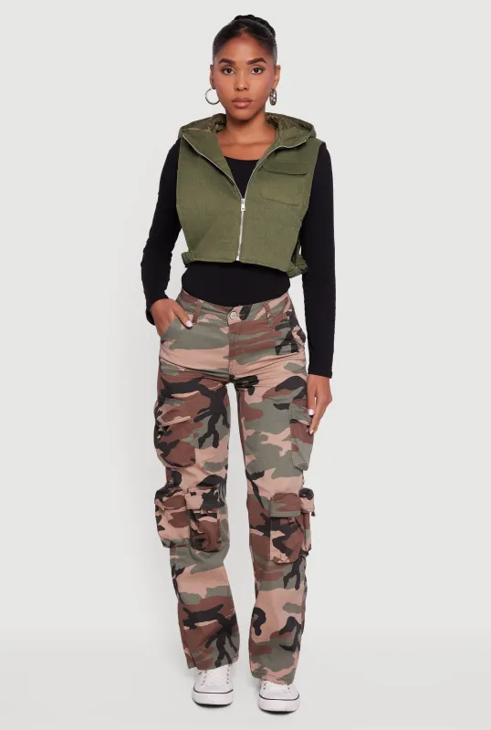 Side Buckle Hooded Zip Front Quilted Vest sold by Rainbow