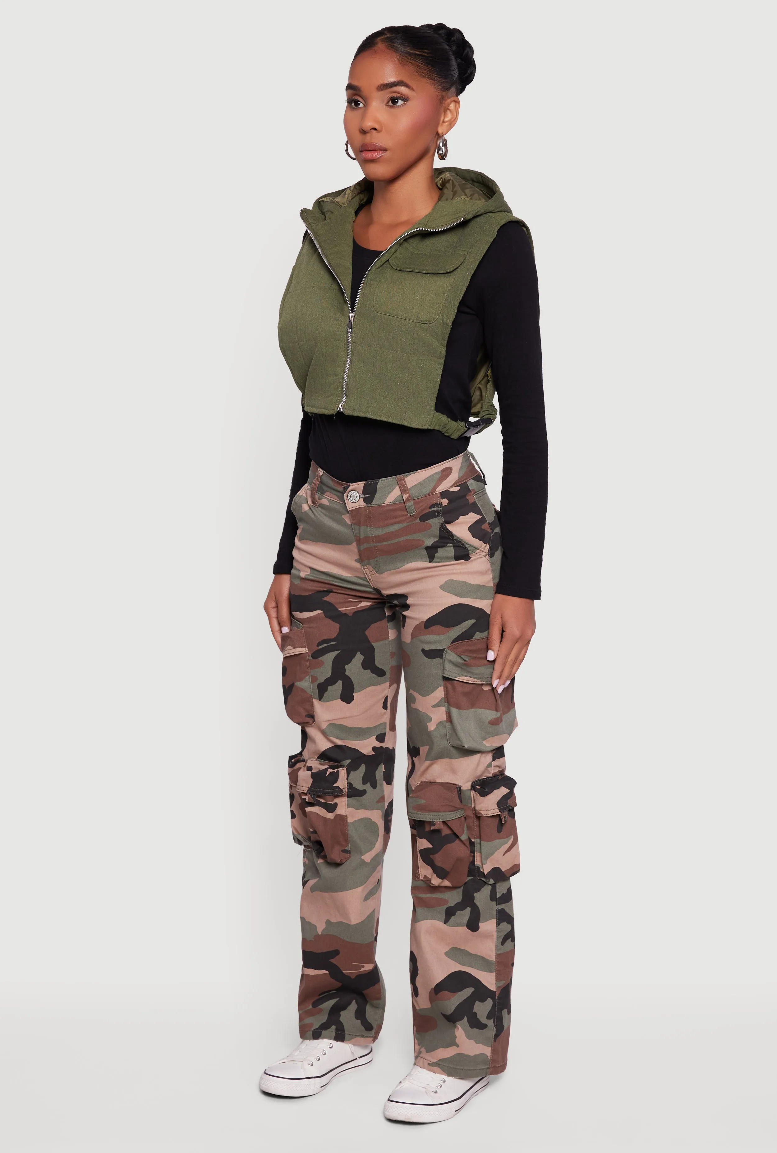 Side Buckle Hooded Zip Front Quilted Vest sold by Rainbow product image thumbnail 5