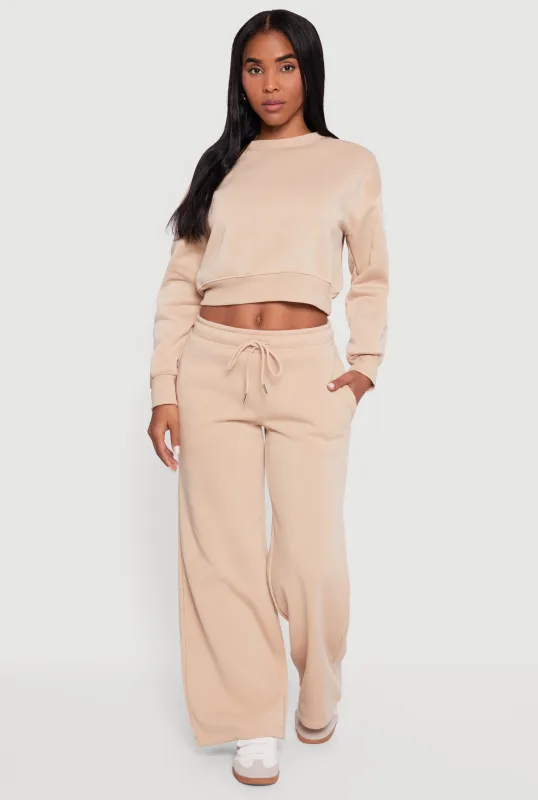 Drawstring Waist Pull On Wide Leg Sweatpants sold by Rainbow
