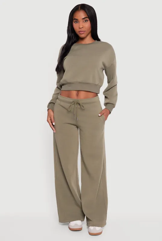 Drawstring Waist Pull On Wide Leg Sweatpants sold by Rainbow