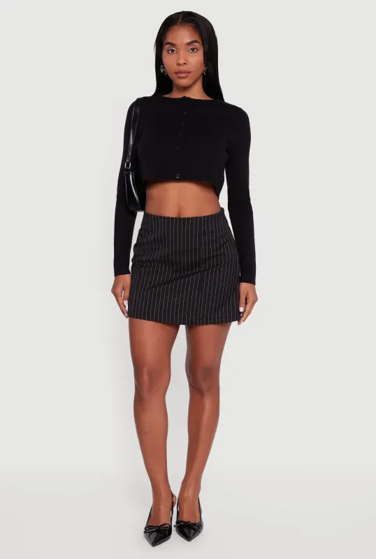 Long Sleeve Button Front Cropped Cardigan sold by Rainbow