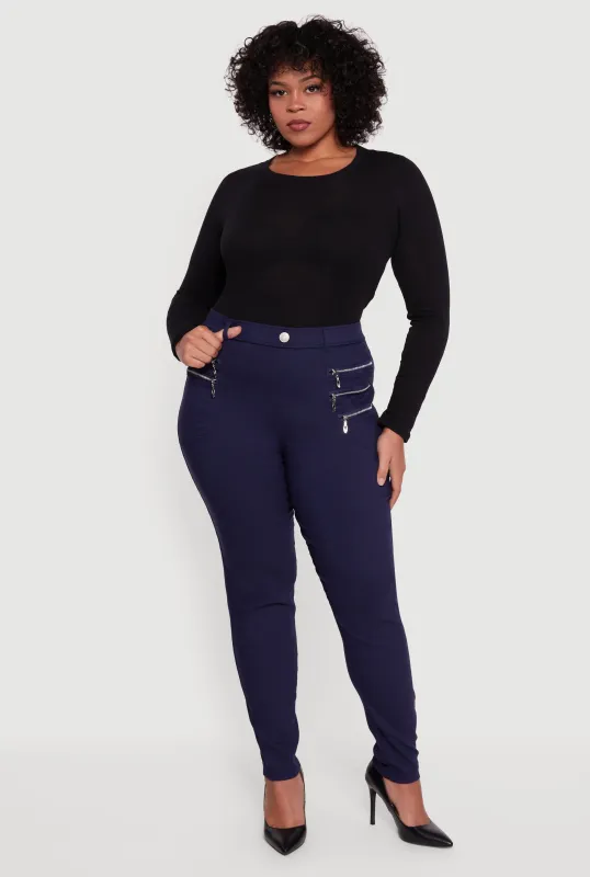 Plus Size Faux Zip Pocket Pull On Dress Pants sold by Rainbow